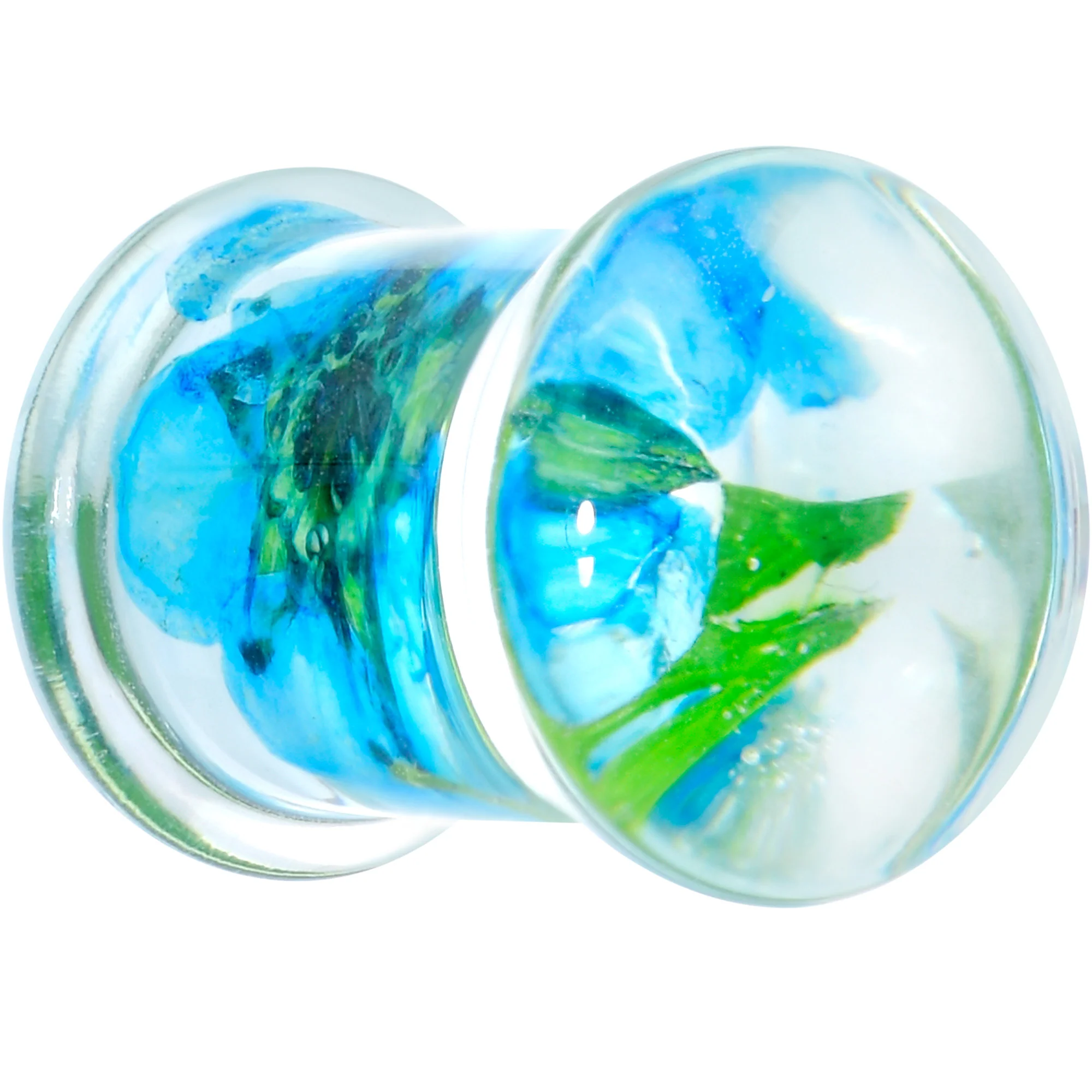 Clear Acrylic Color Pressed Flowers Double Flare Plug Set - Image 2