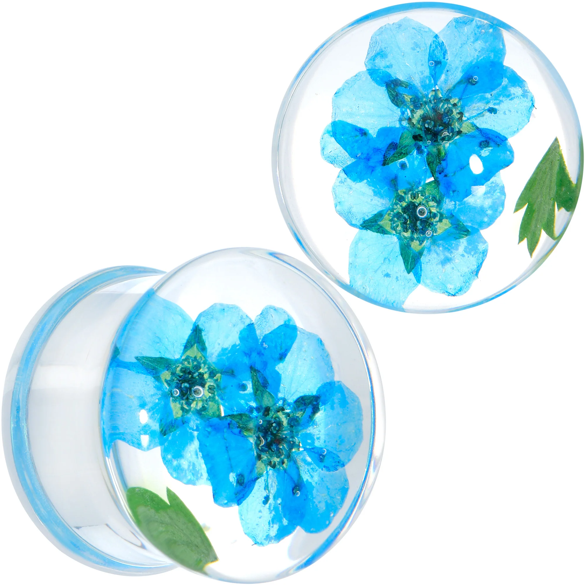 Clear Acrylic Color Pressed Flowers Double Flare Plug Set - Image 8
