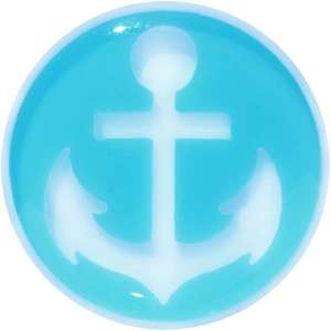 Clear Acrylic Double Flare Turquoise Blue Anchor Saddle Plug Set 6mm to 20mm - Image 2