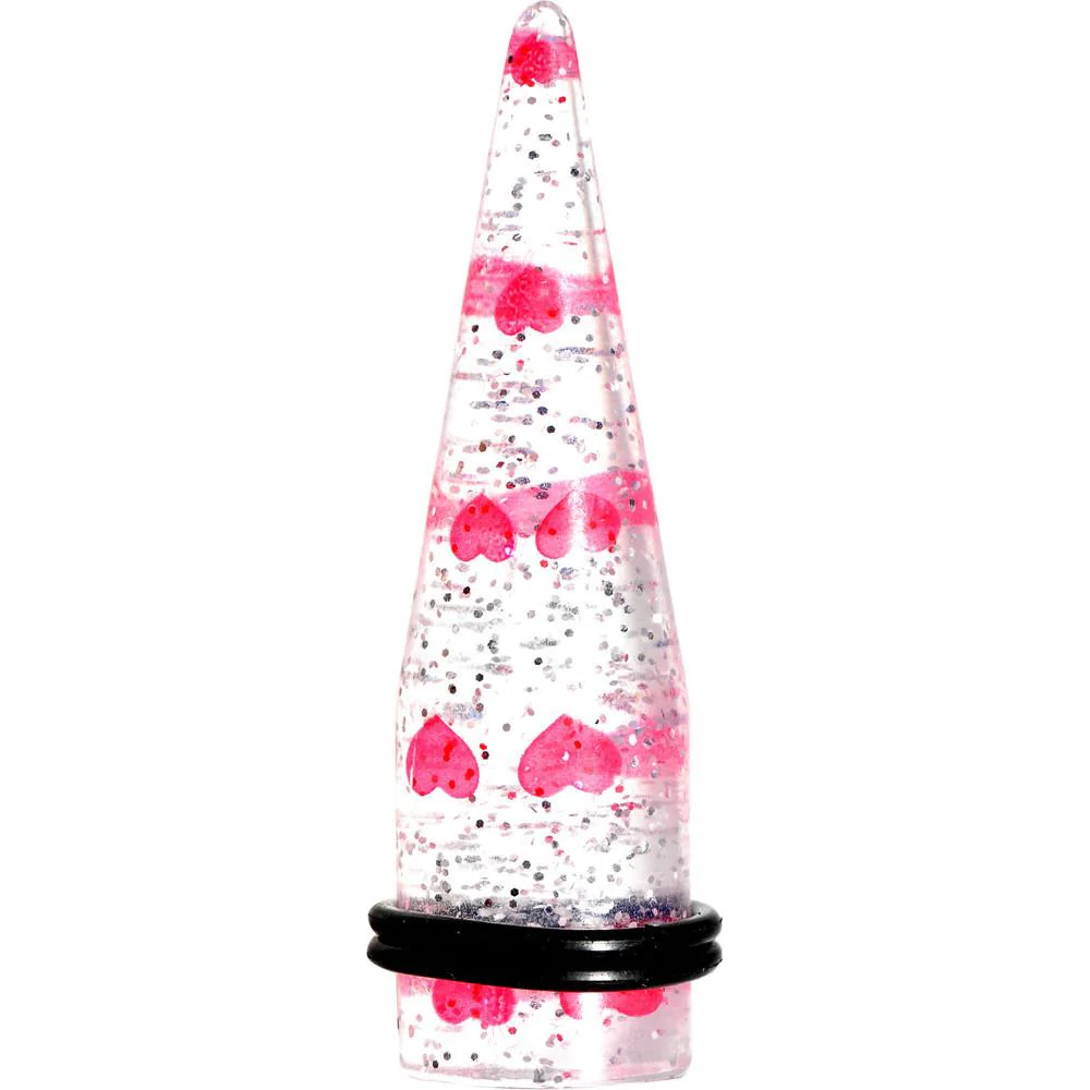 Clear Acrylic Glitter Pink Heart Confetti Taper 8G to 16mm - Image 9