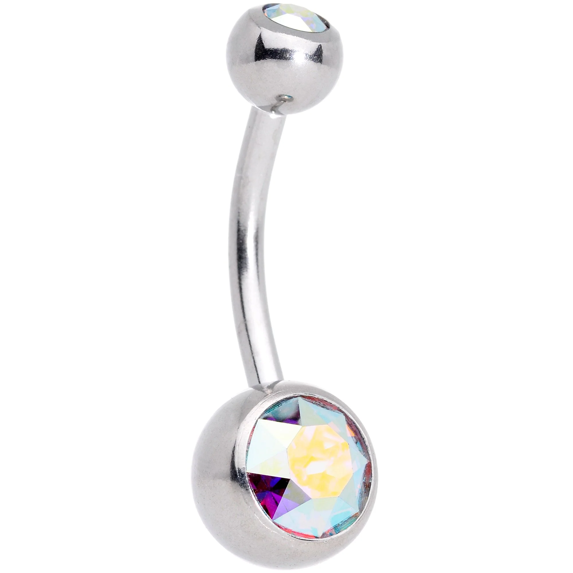 Clear Aurora Gem Belly Ring Set of 2 Created with Crystals - Image 2