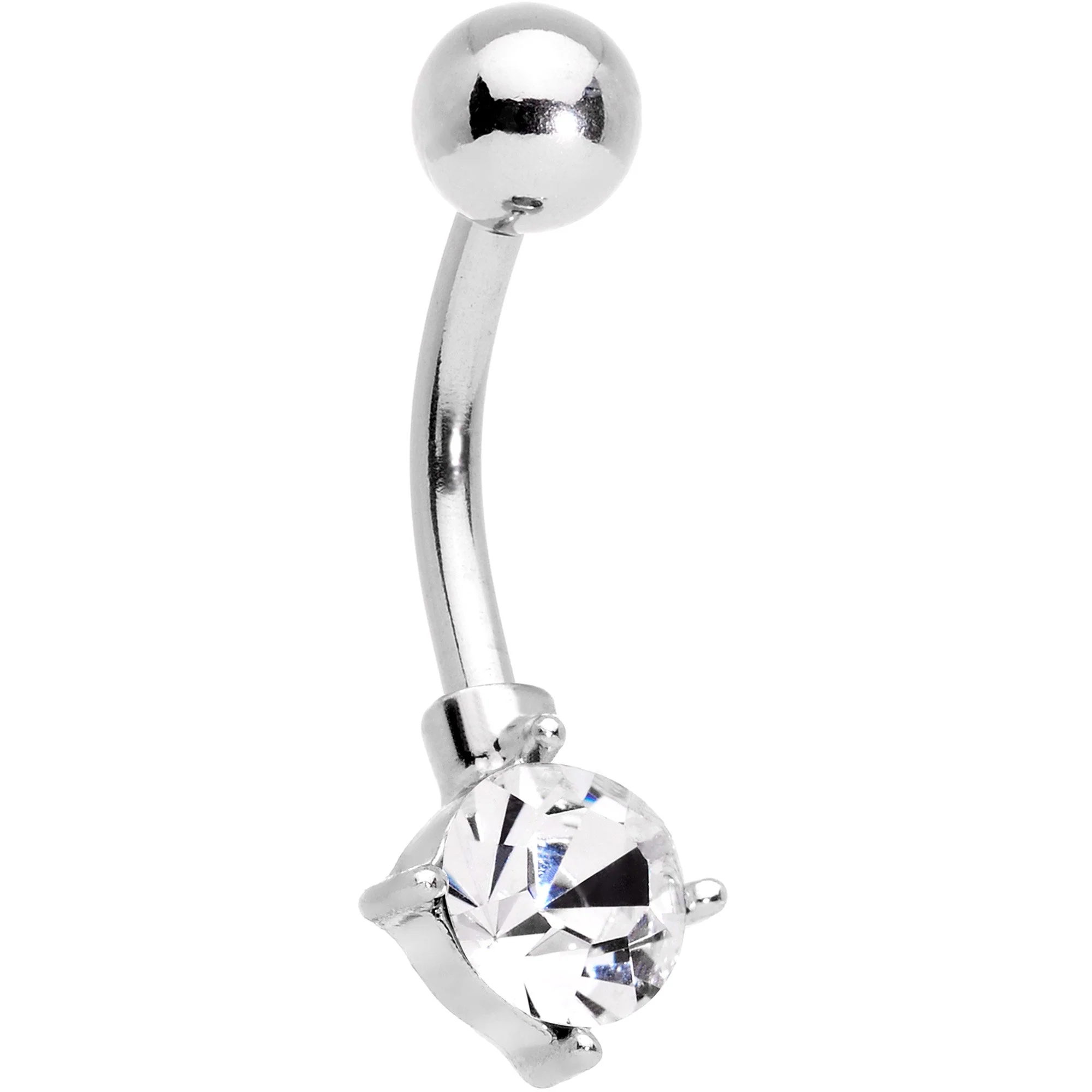Clear Aurora Gem Rose Gold Tone Maple Leaf Dangle Belly Ring Set of 4 - Image 3