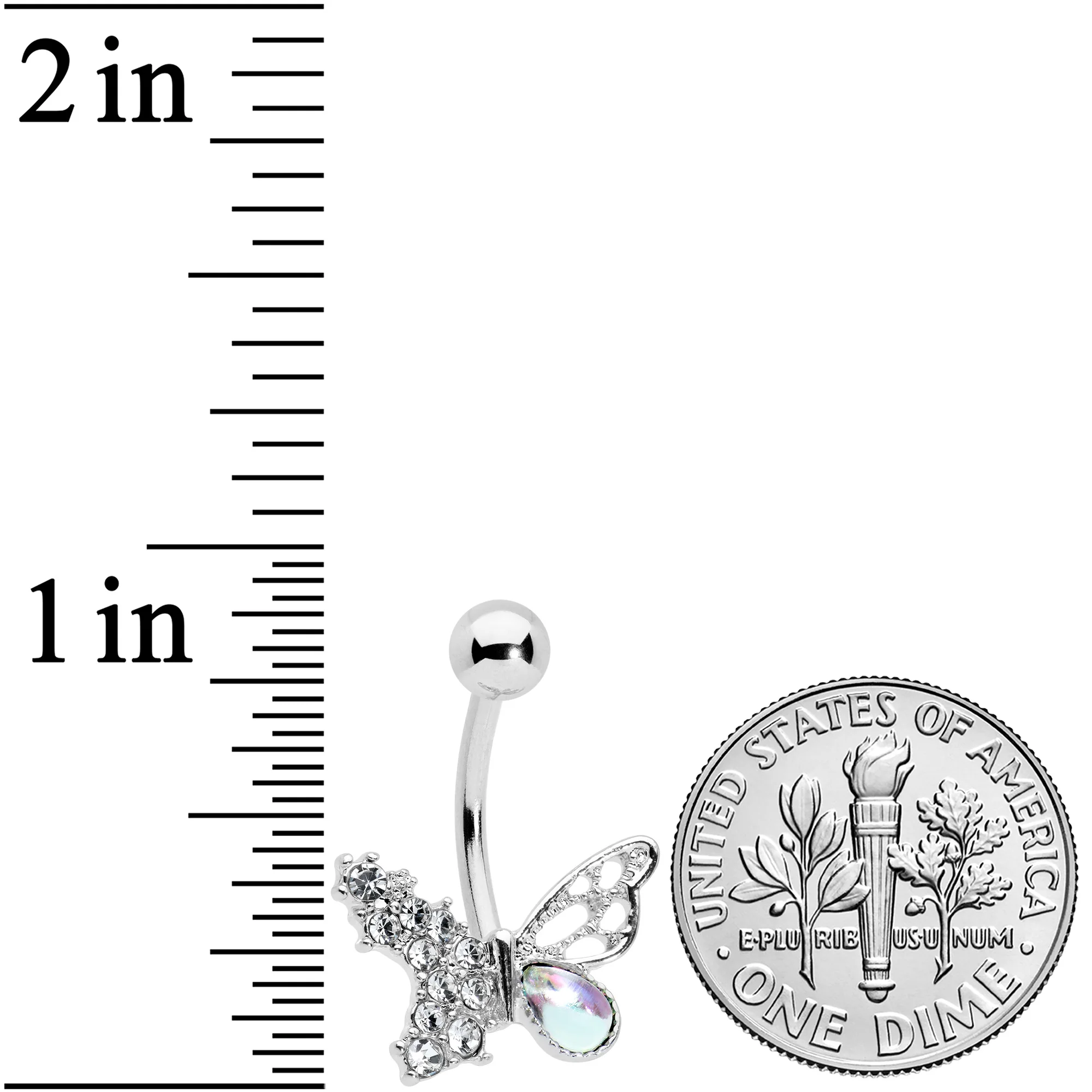 Clear Aurora Gem Super Glam Butterfly Belly Ring - Image 2