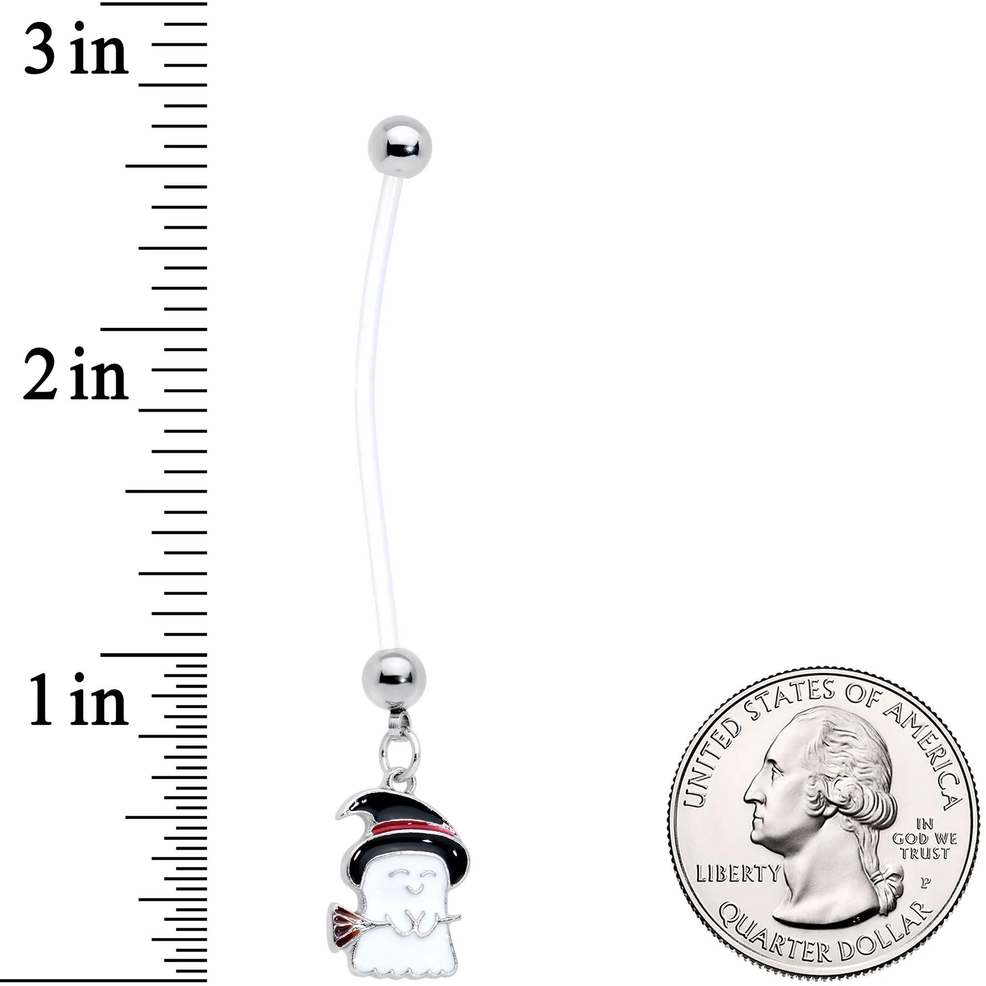 Clear Bioplast Witch Hat Ghost Halloween Dangle Pregnancy Belly Ring - Image 2