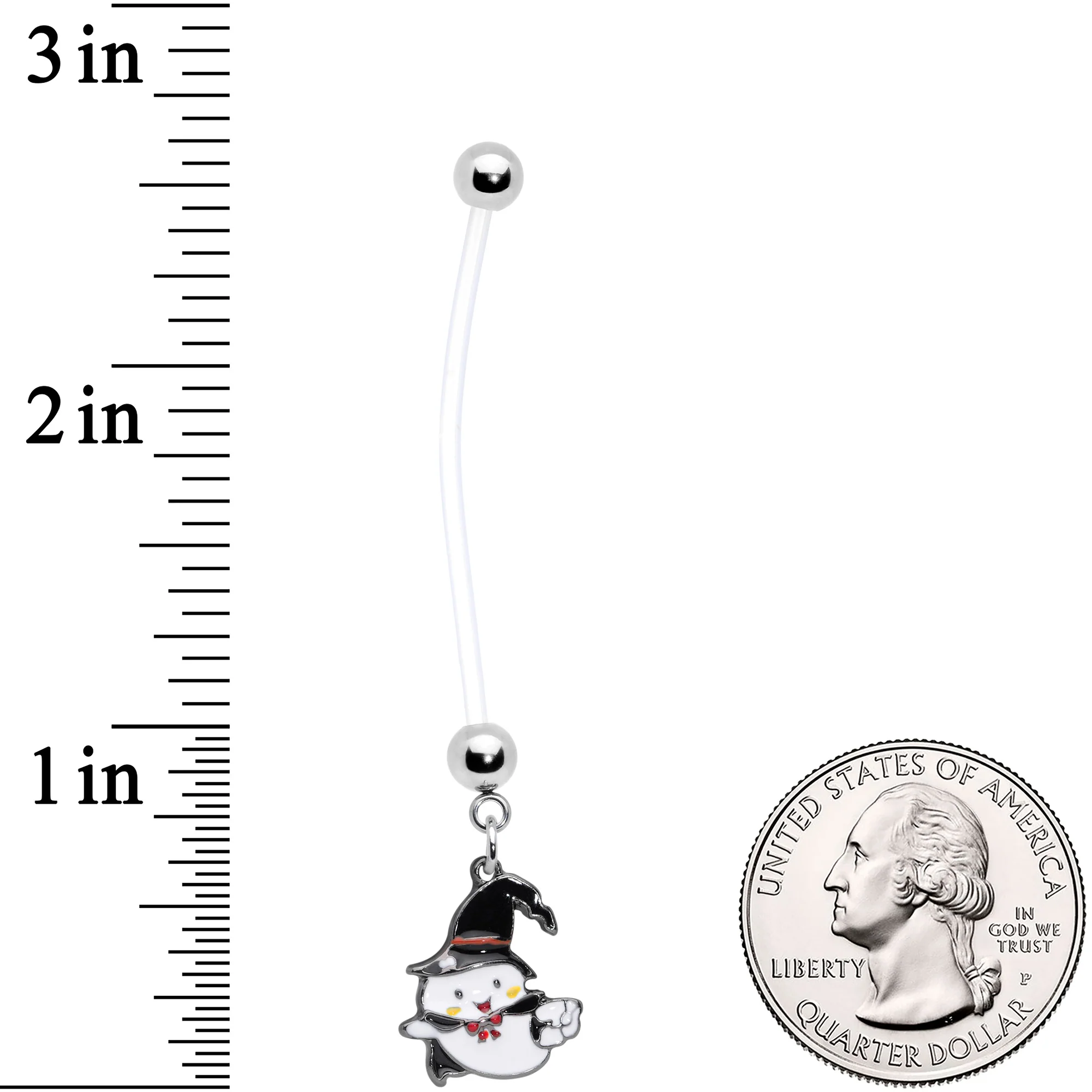 Clear Bioplast Witchy Ghost Halloween Dangle Pregnancy Belly Ring - Image 2
