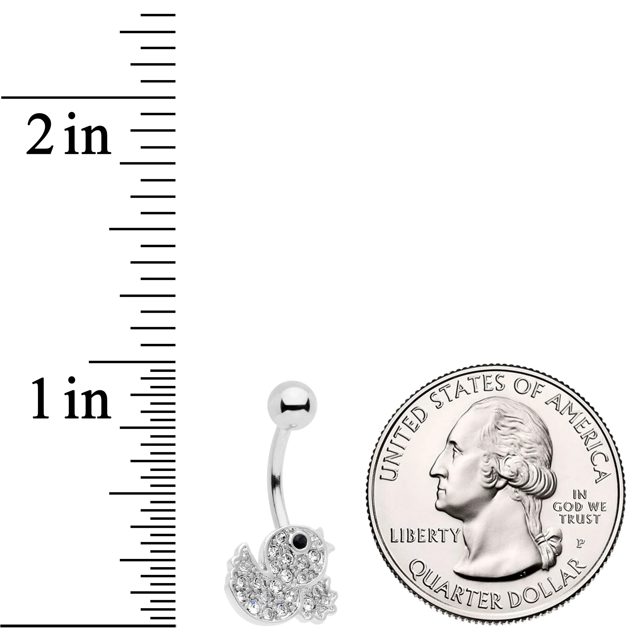 Clear Black Gem Ducky Belly Ring - Image 3