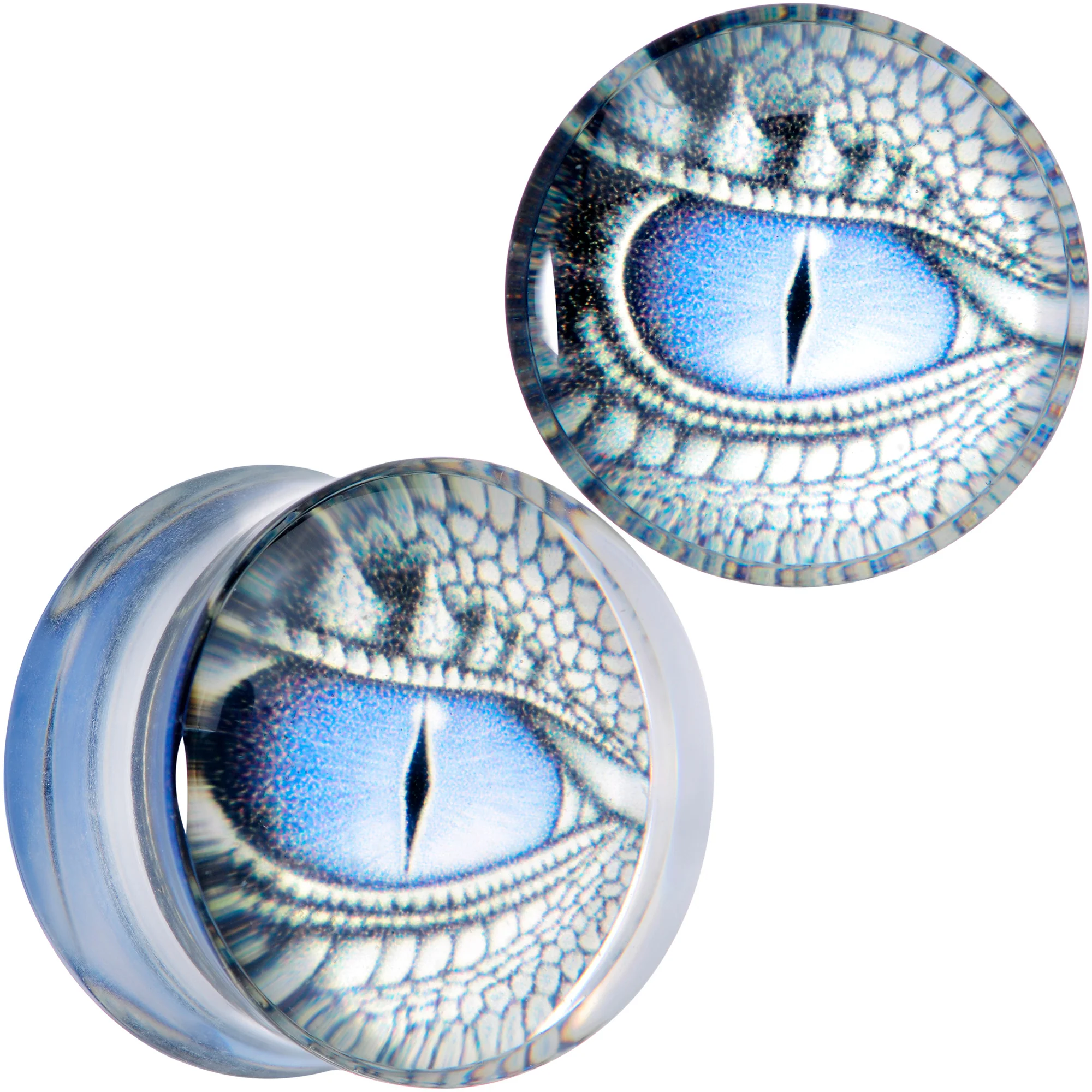 Clear Blue Acrylic Dragons Eye Saddle Plug Set - Image 10