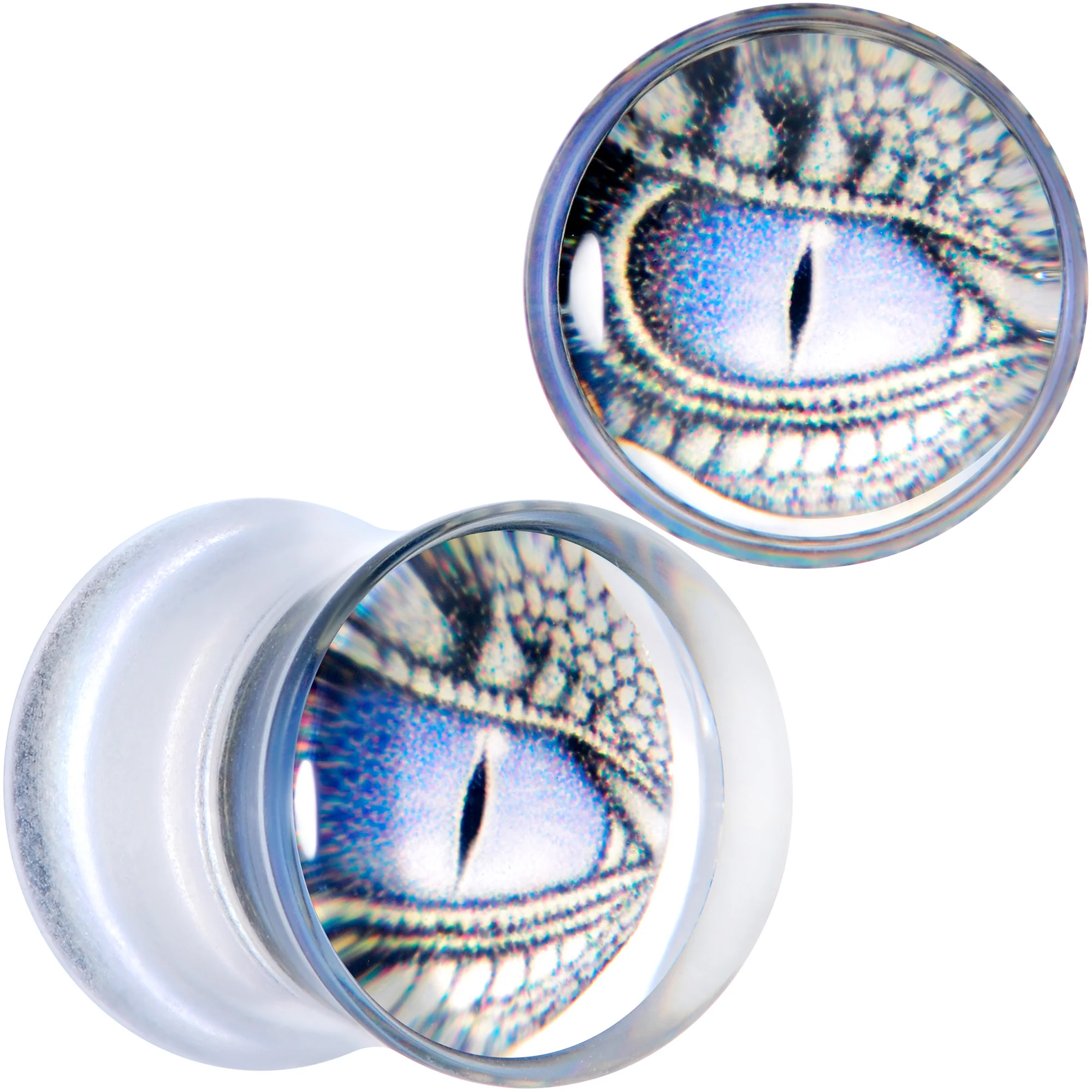 Clear Blue Acrylic Dragons Eye Saddle Plug Set - Image 5