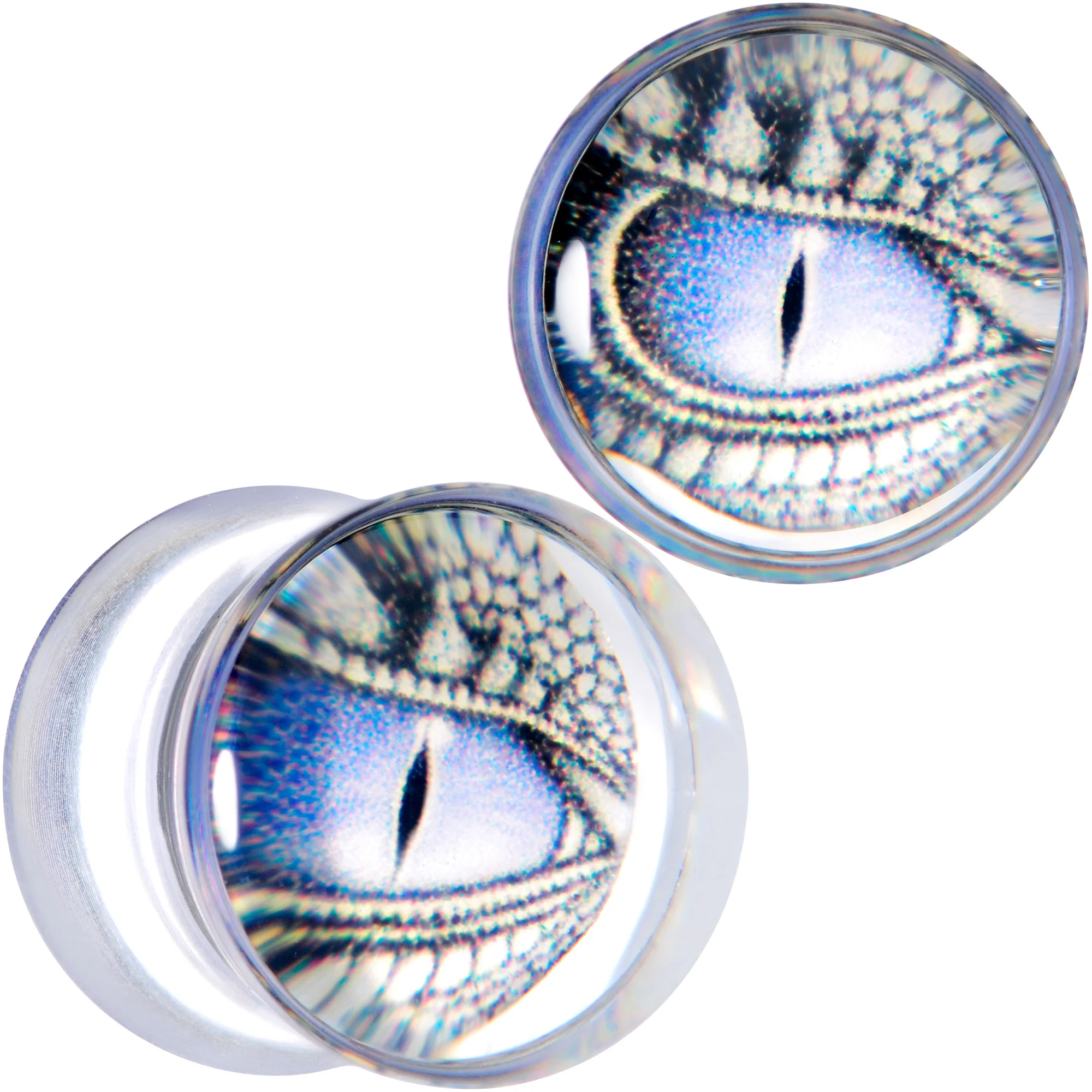 Clear Blue Acrylic Dragons Eye Saddle Plug Set - Image 6