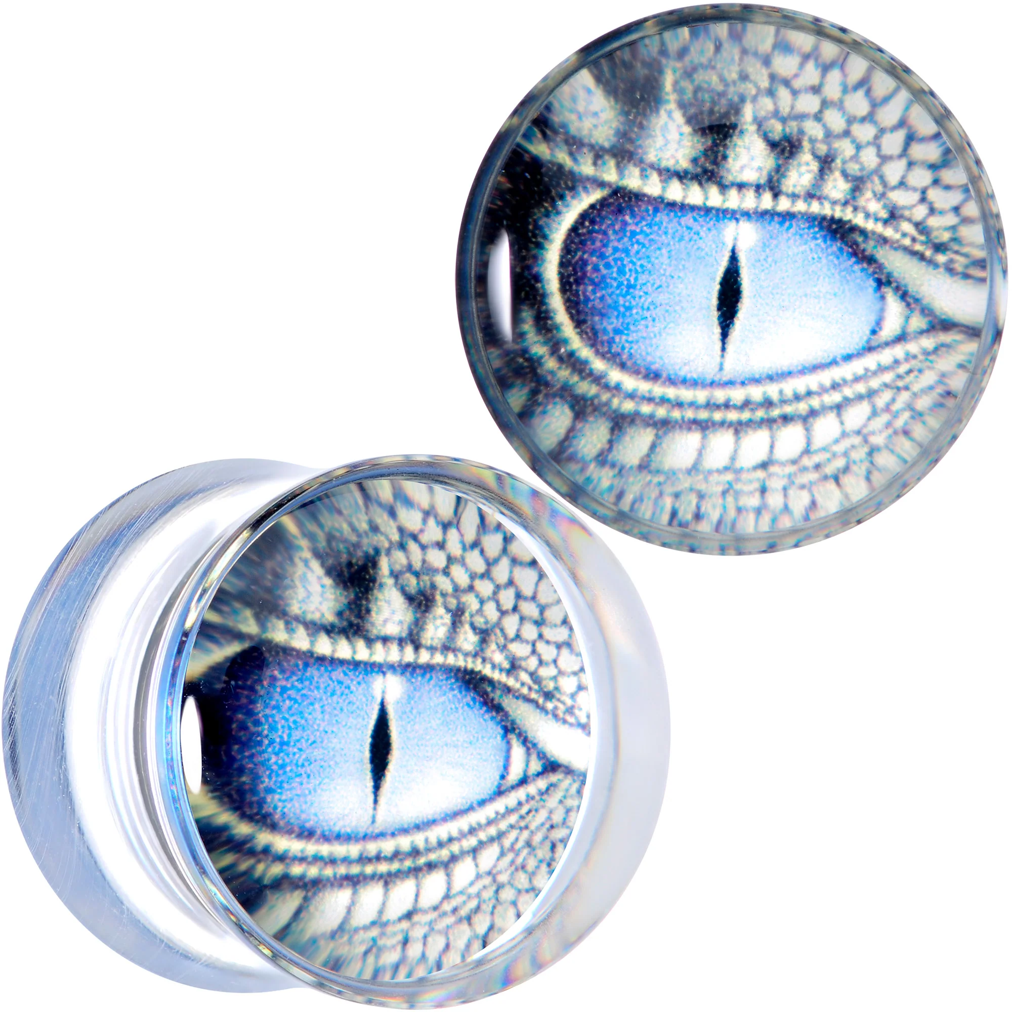 Clear Blue Acrylic Dragons Eye Saddle Plug Set - Image 7