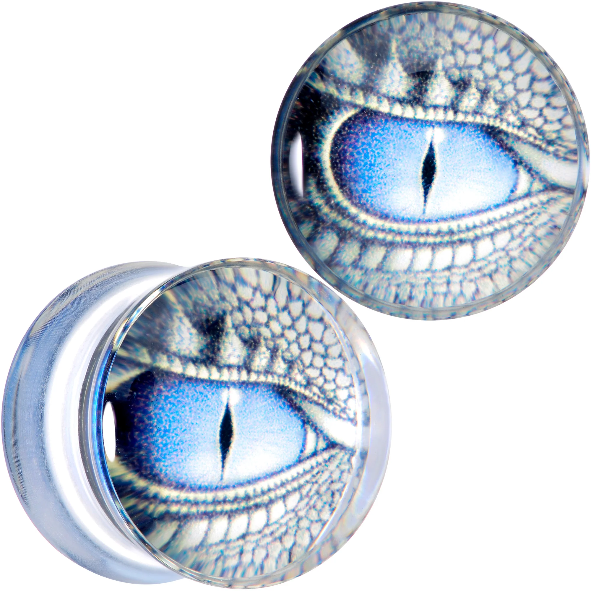 Clear Blue Acrylic Dragons Eye Saddle Plug Set - Image 8