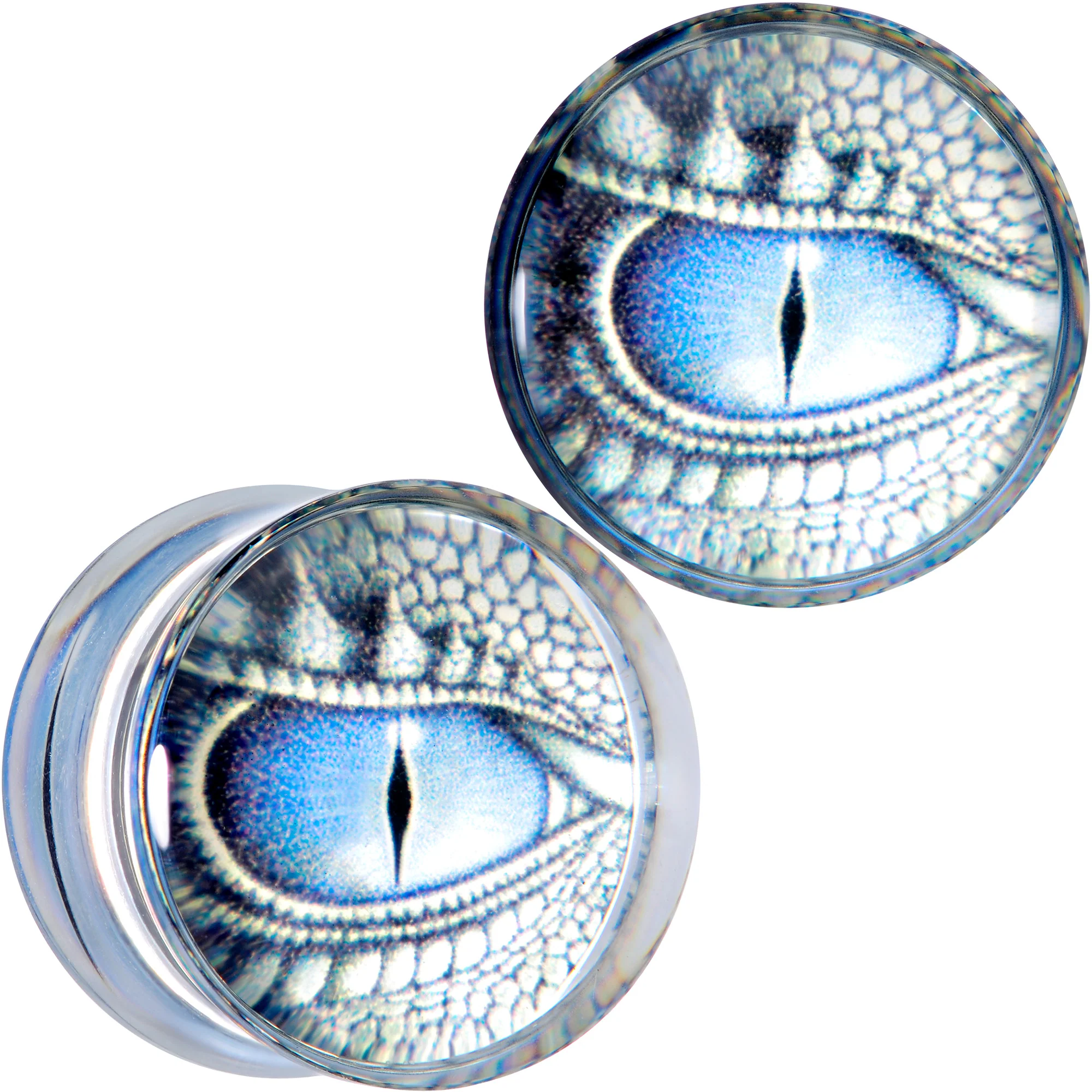Clear Blue Acrylic Dragons Eye Saddle Plug Set - Image 9