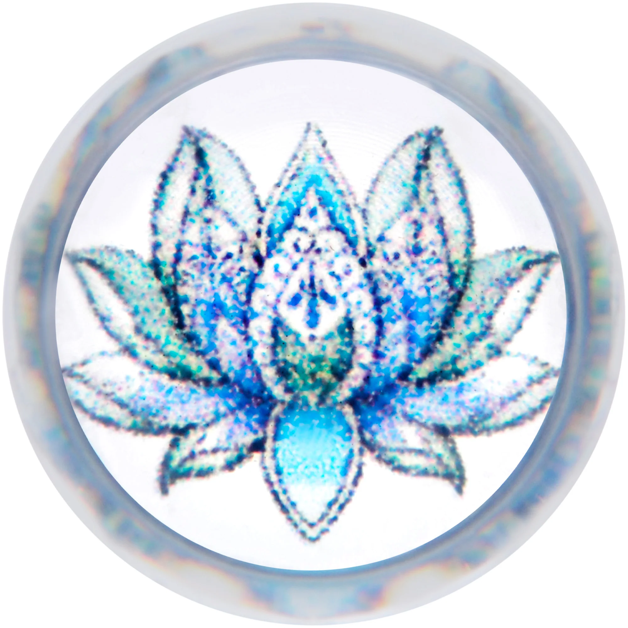 Clear Blue Acrylic Lotus Flower Saddle Plug Set - Image 4