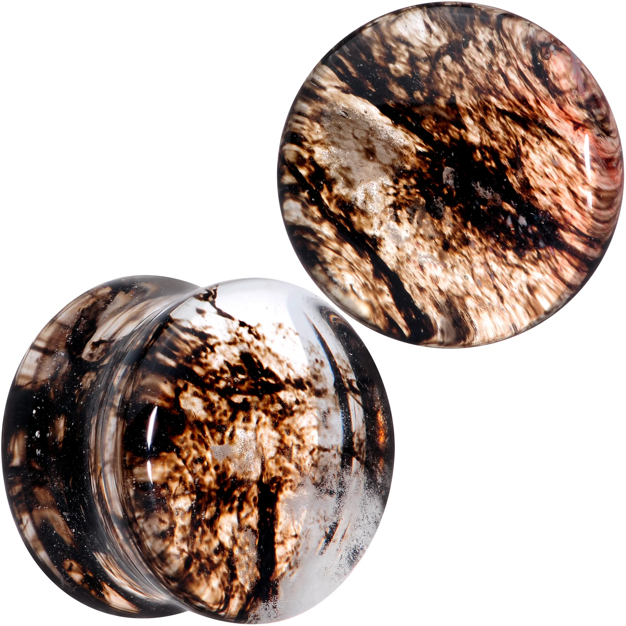 Clear Brown Glass Boho Saddle Plug Set - Image 10