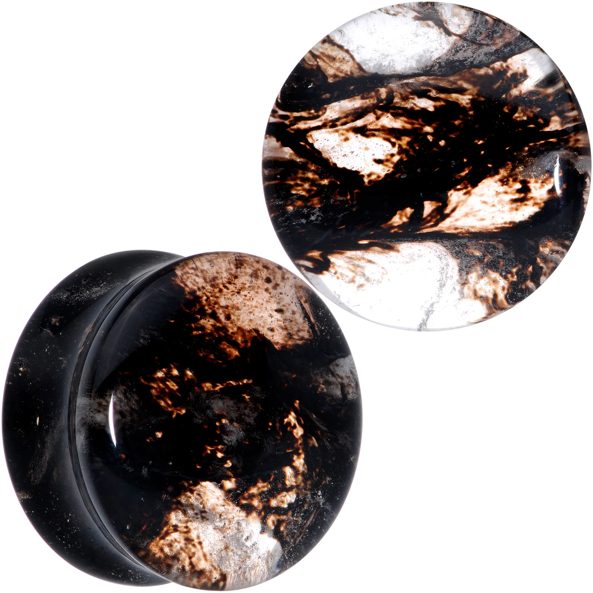 Clear Brown Glass Boho Saddle Plug Set - Image 12