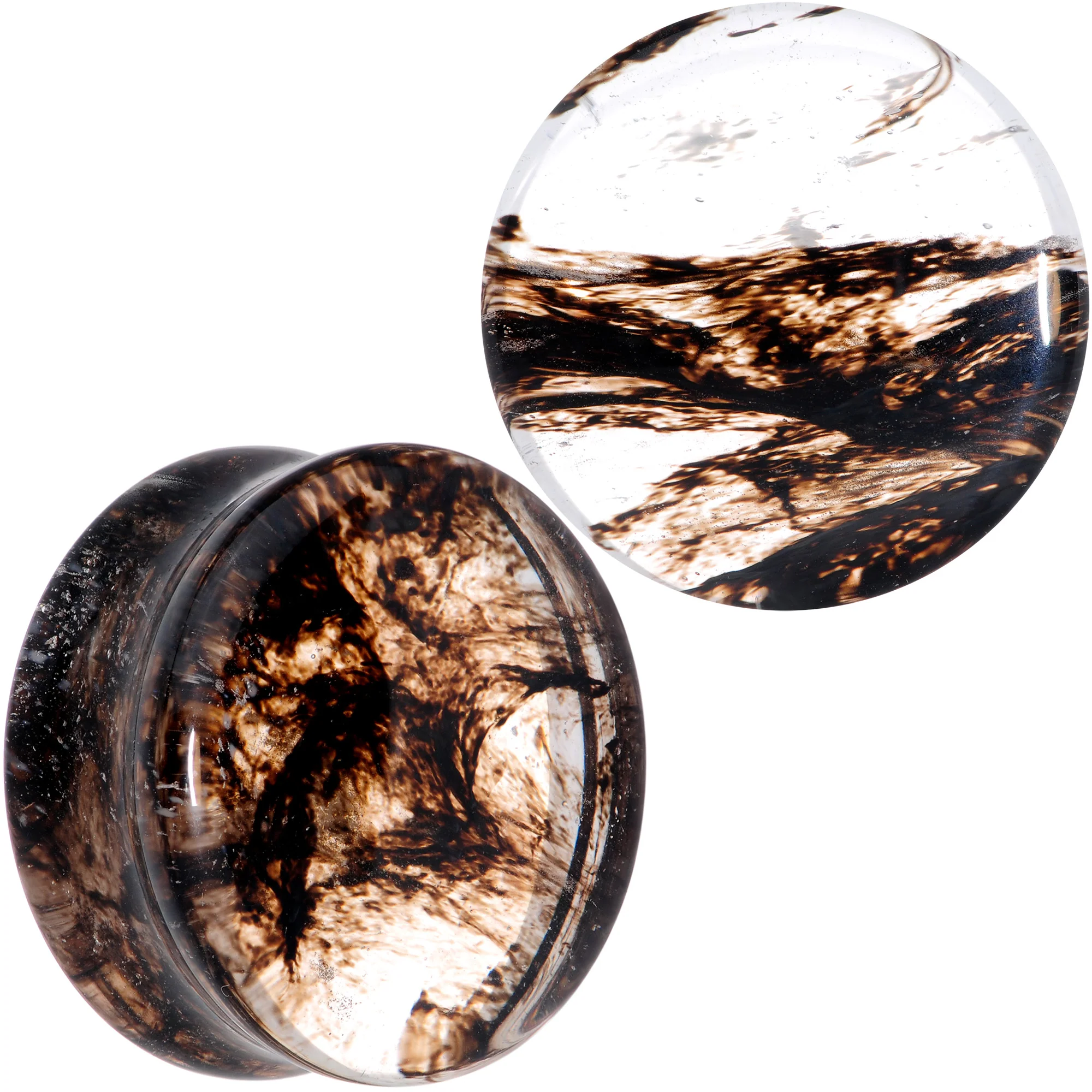 Clear Brown Glass Boho Saddle Plug Set - Image 13