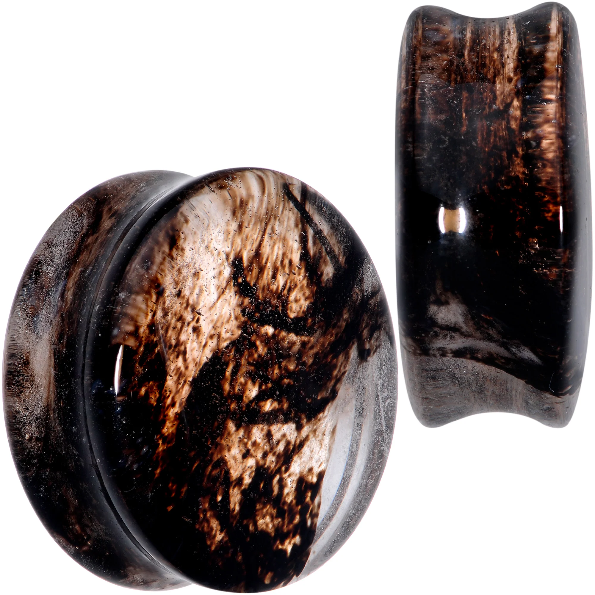 Clear Brown Glass Boho Saddle Plug Set - Image 4