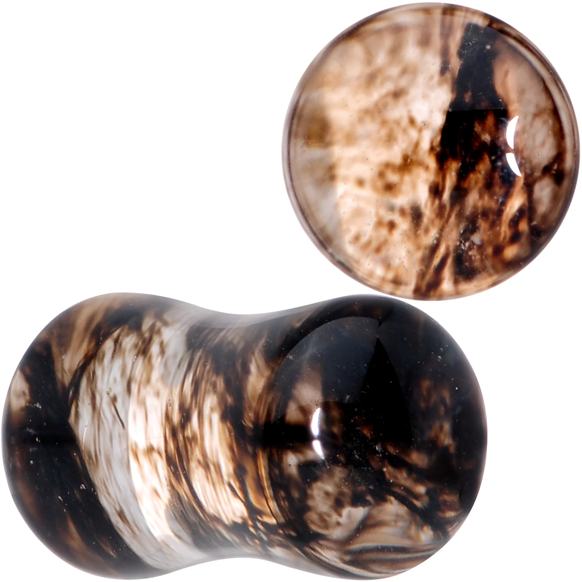Clear Brown Glass Boho Saddle Plug Set - Image 6