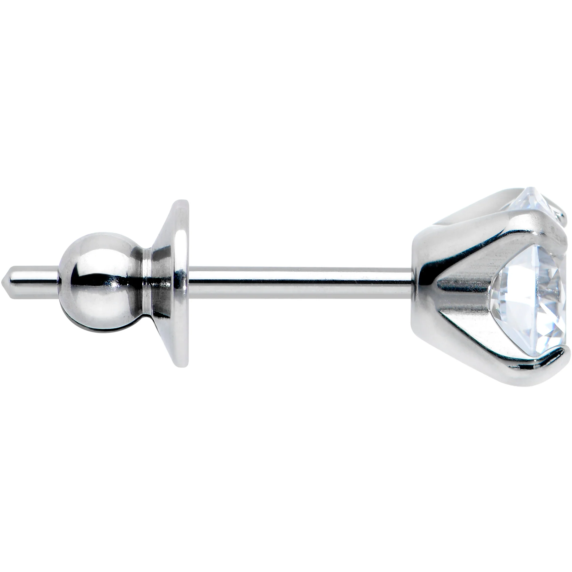 Clear CZ Gem 5mm G23 Titanium Post Stud Earrings - Image 2