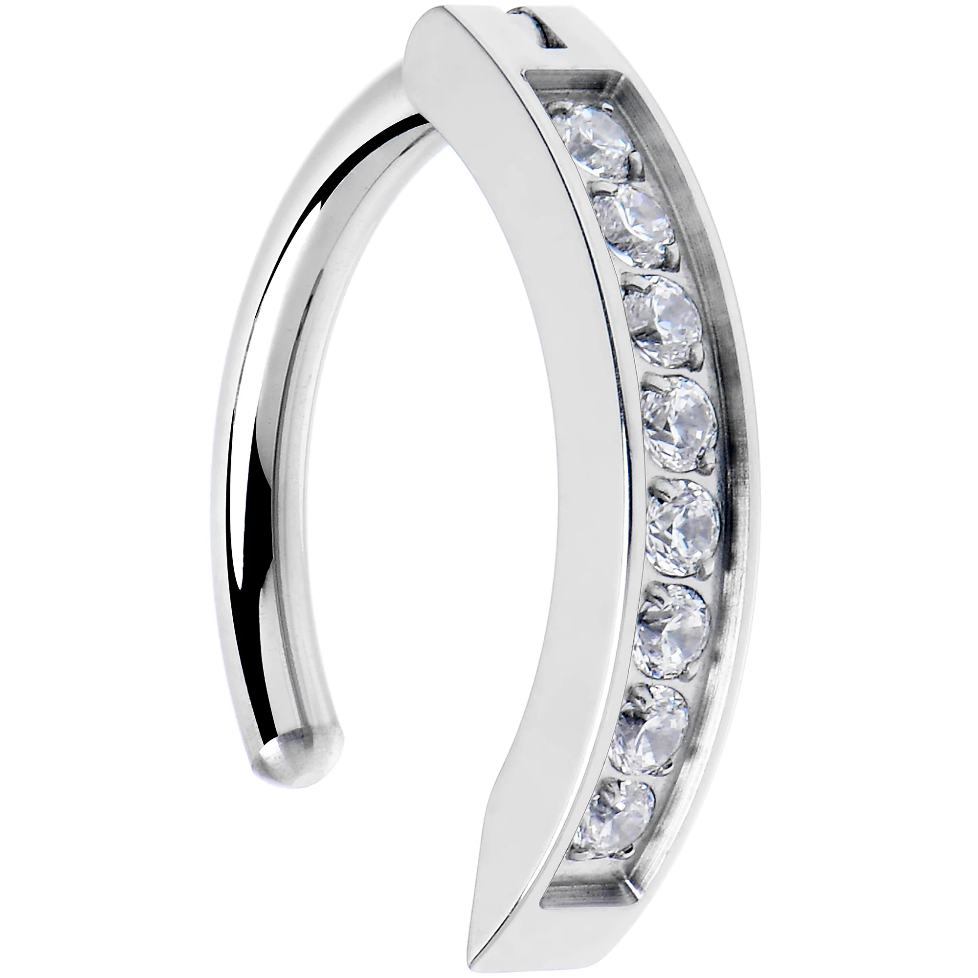 Clear CZ Gem ASTM F-136 Implant Grade Titanium Forward Facing Belly Ring - Image 3