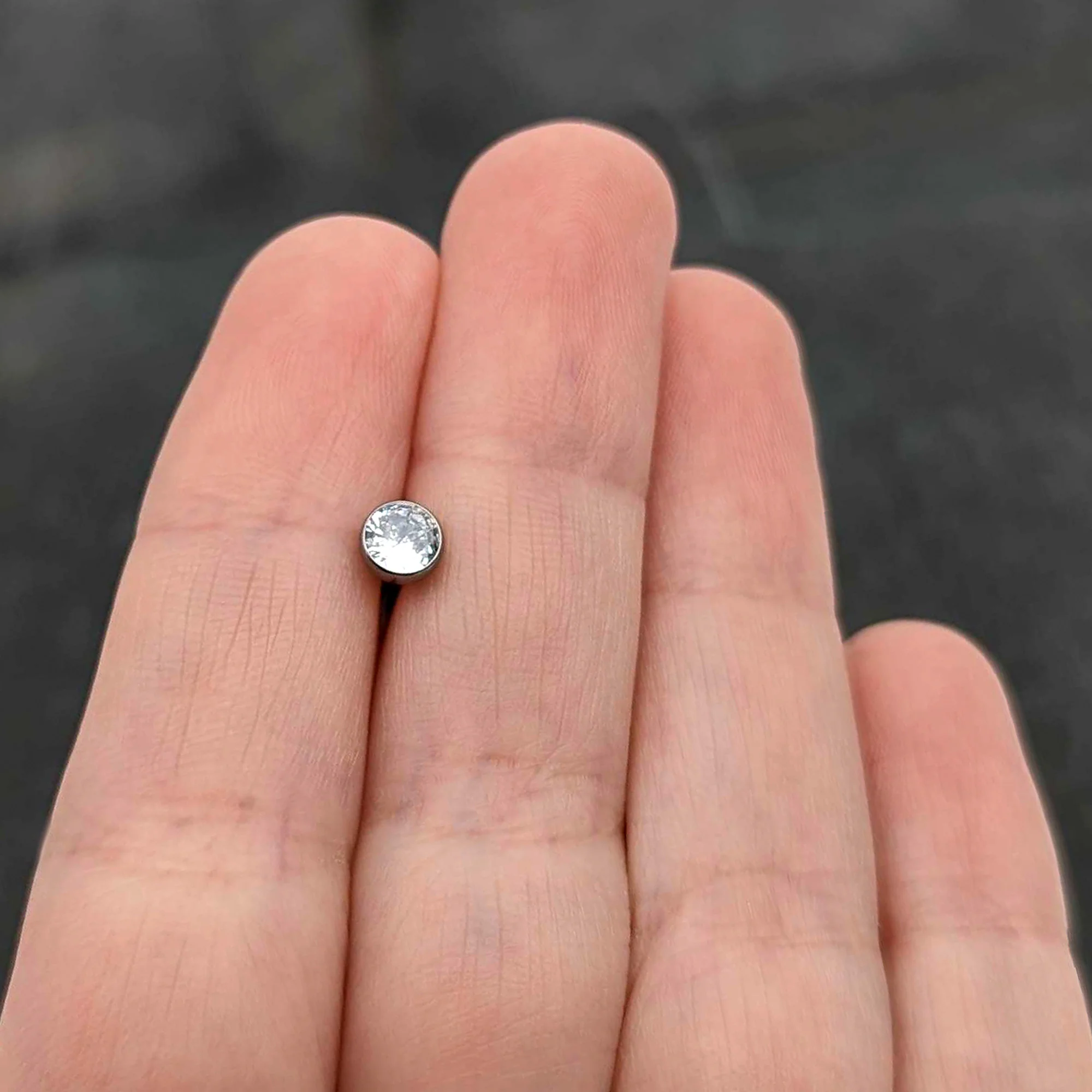 Clear CZ Gem ASTM F-136 Implant Grade Titanium Threadless Barbell Tongue Ring - Image 8