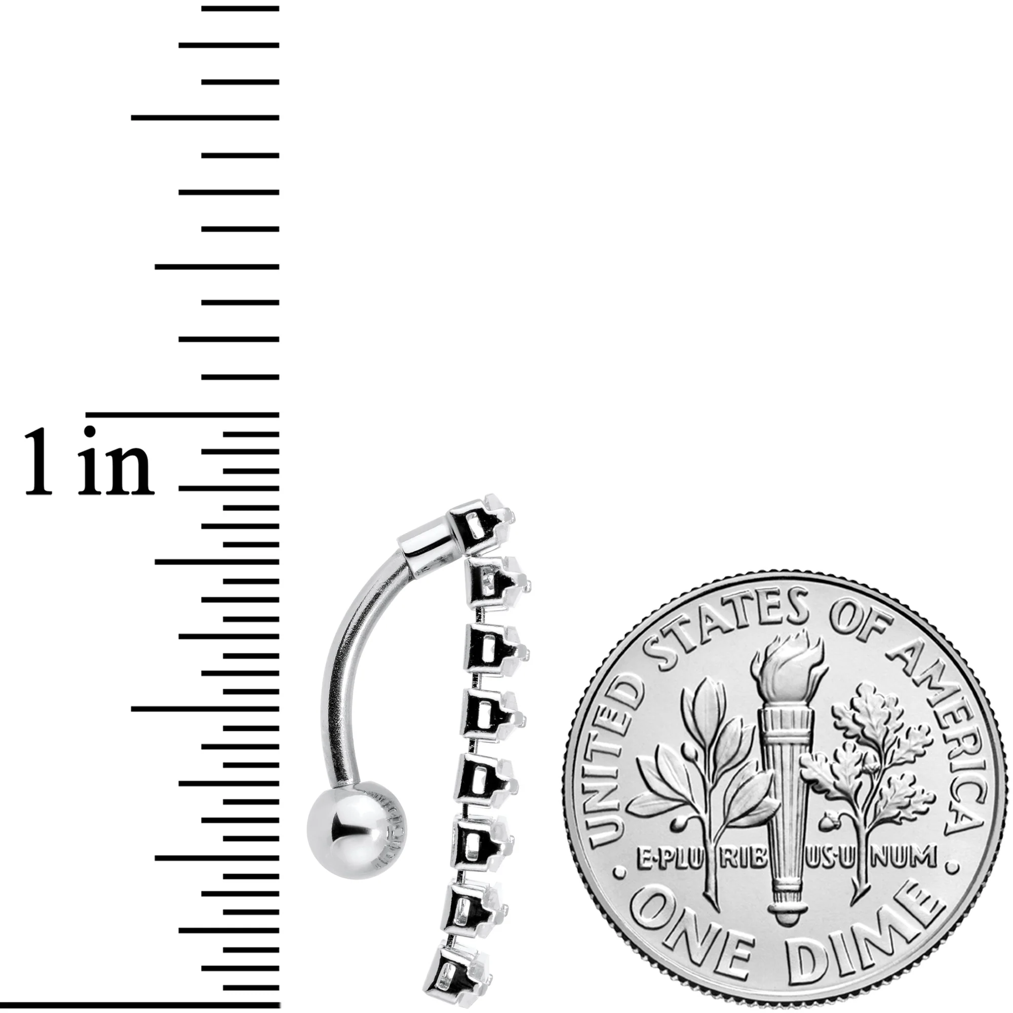 Clear CZ Gem Band of Beauty Top Mount Belly Ring - Image 4