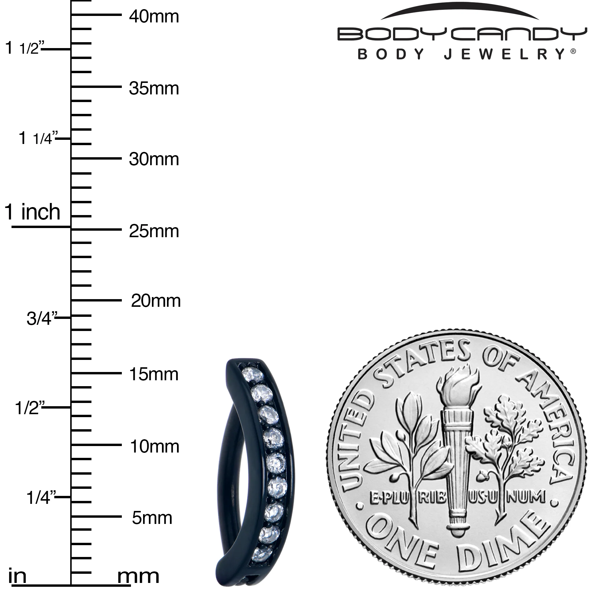 Clear CZ Gem Black Forward Facing Hinged Belly Hoop - Image 4