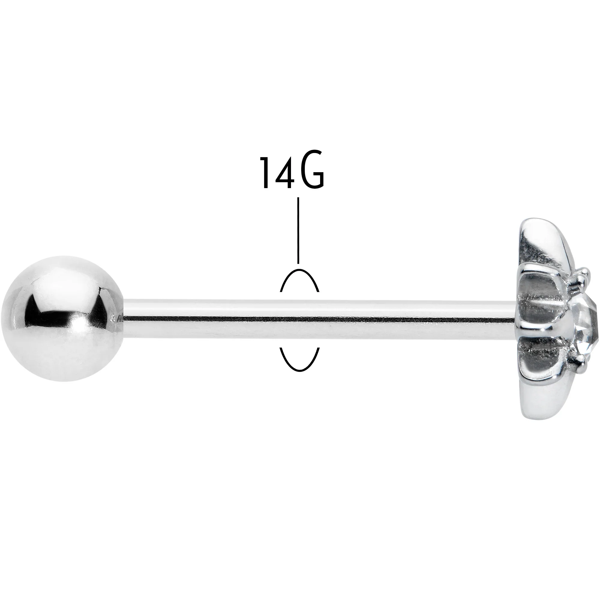 Clear CZ Gem Evening Star Barbell Tongue Ring - Image 5