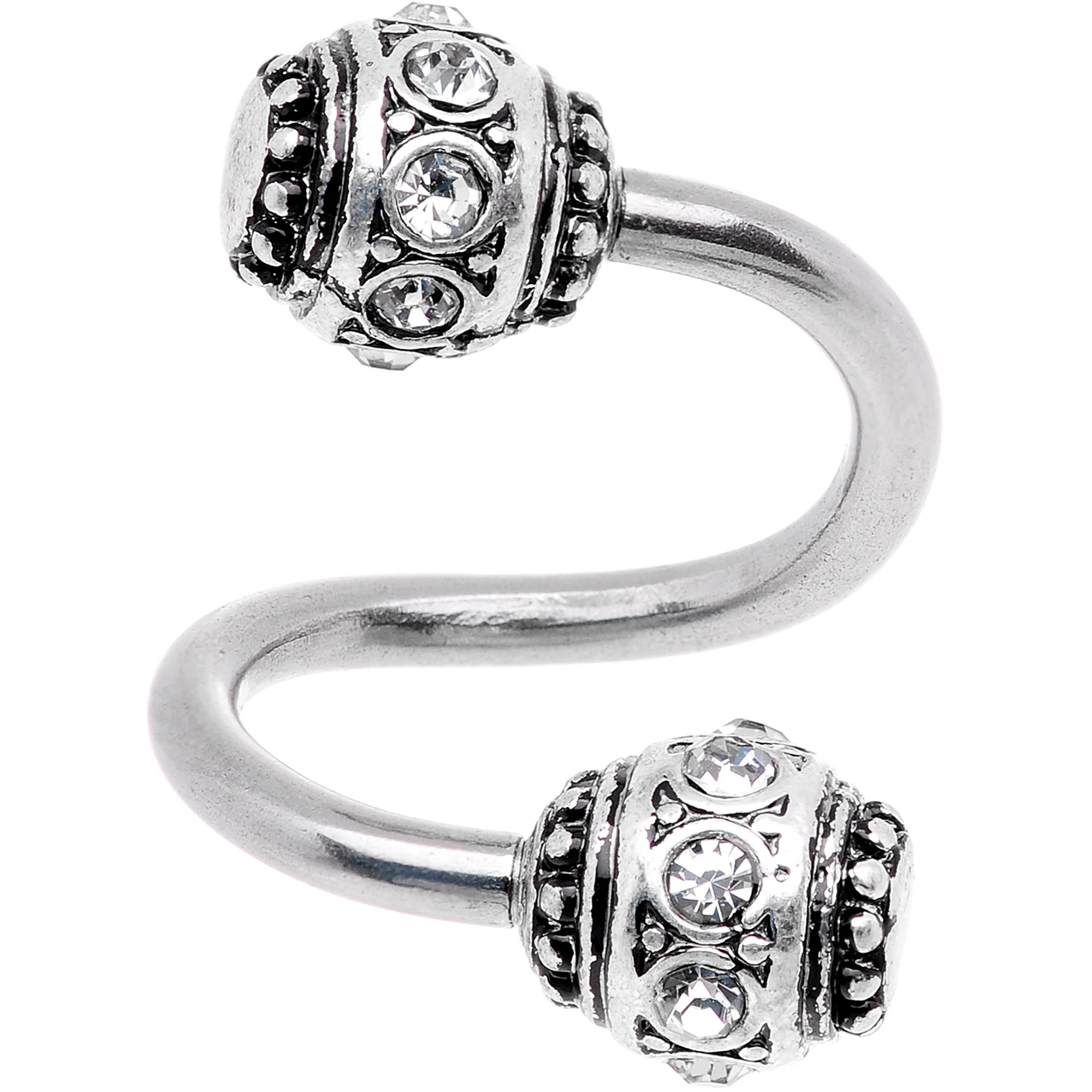 Clear CZ Gem Festival Season Spiral Twister Belly Ring