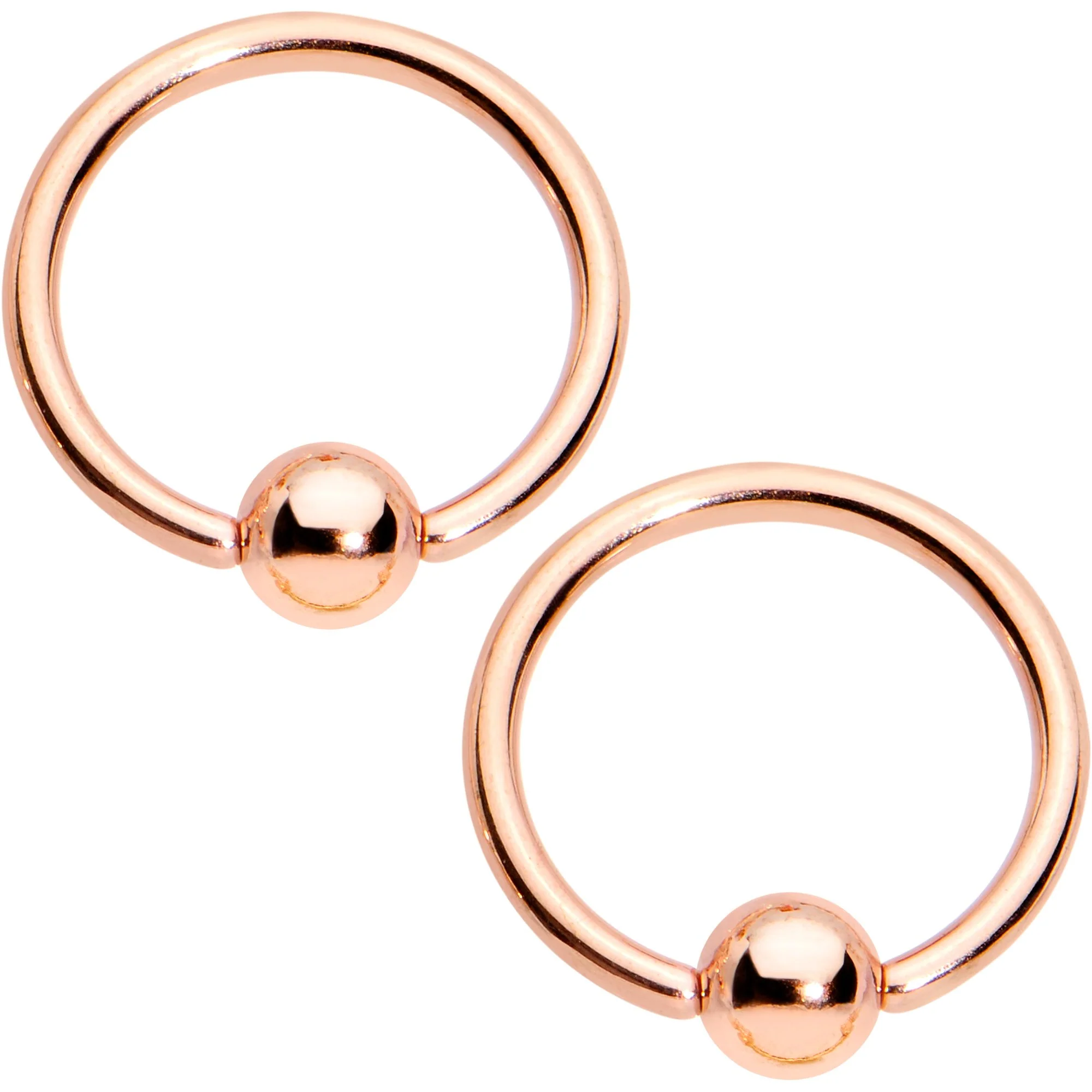 14G Clear CZ Gem Rose Gold Tone Flair BCR Barbell Nipple Ring Set - Image 3