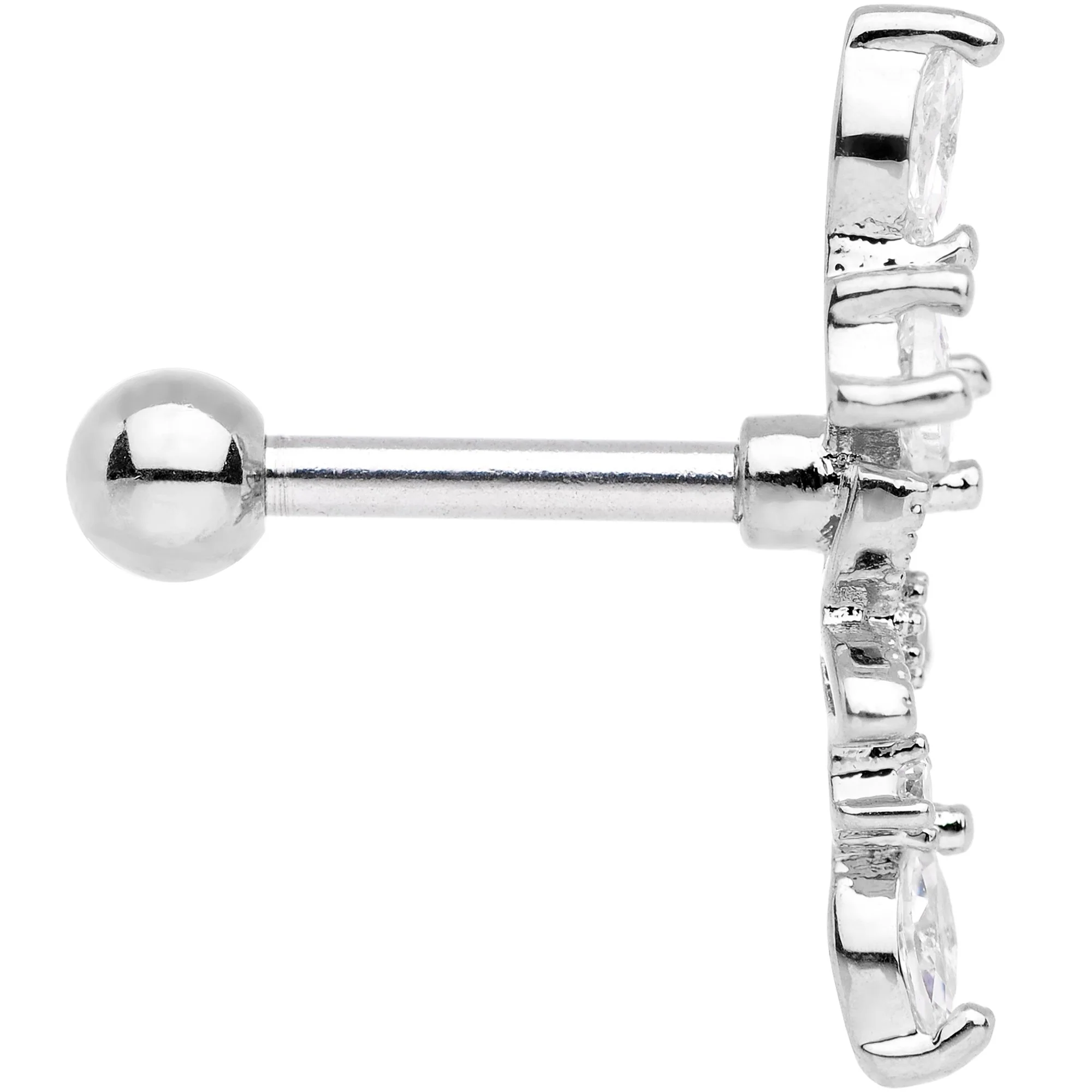 Clear CZ Gem Flower Cascade Cartilage Tragus Earring - Image 3