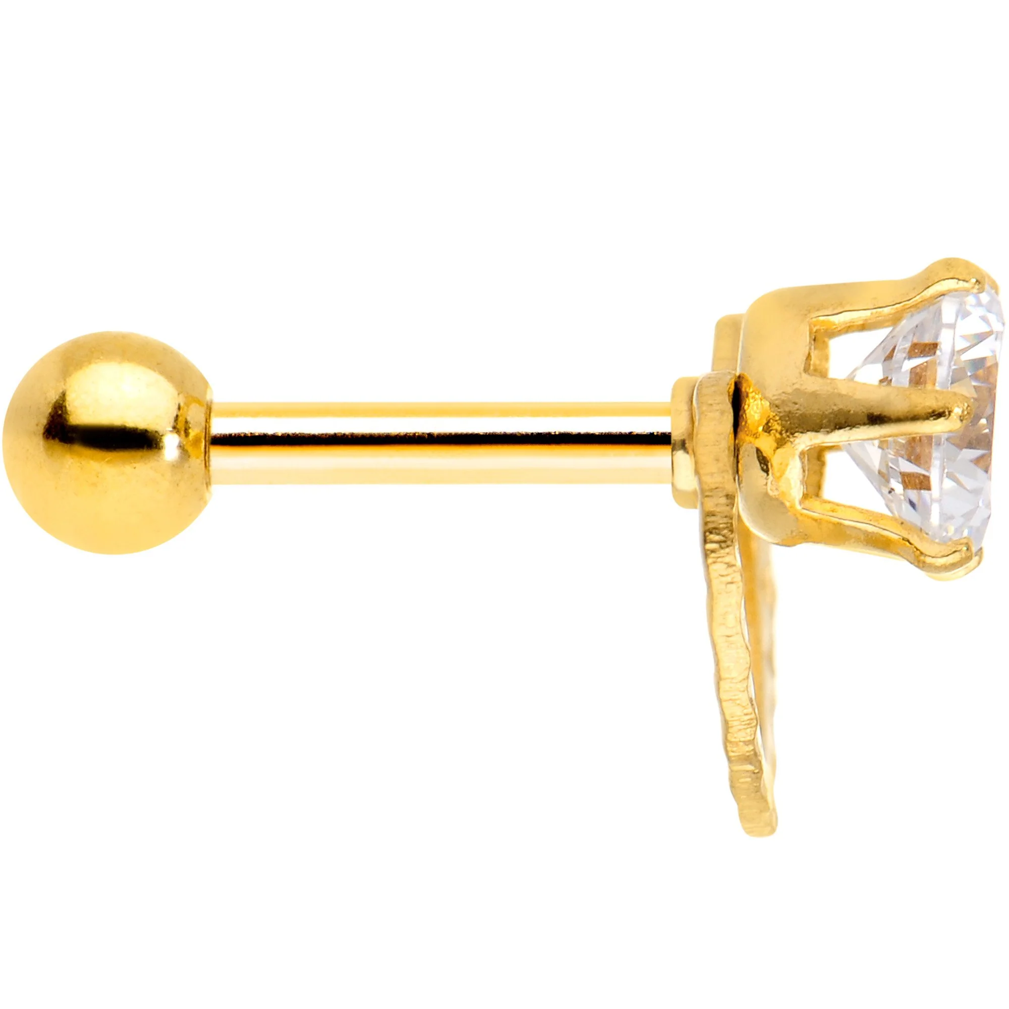 Clear CZ Gem Gold Tone IP Valentine Heart Cartilage Tragus Piercing - Image 3
