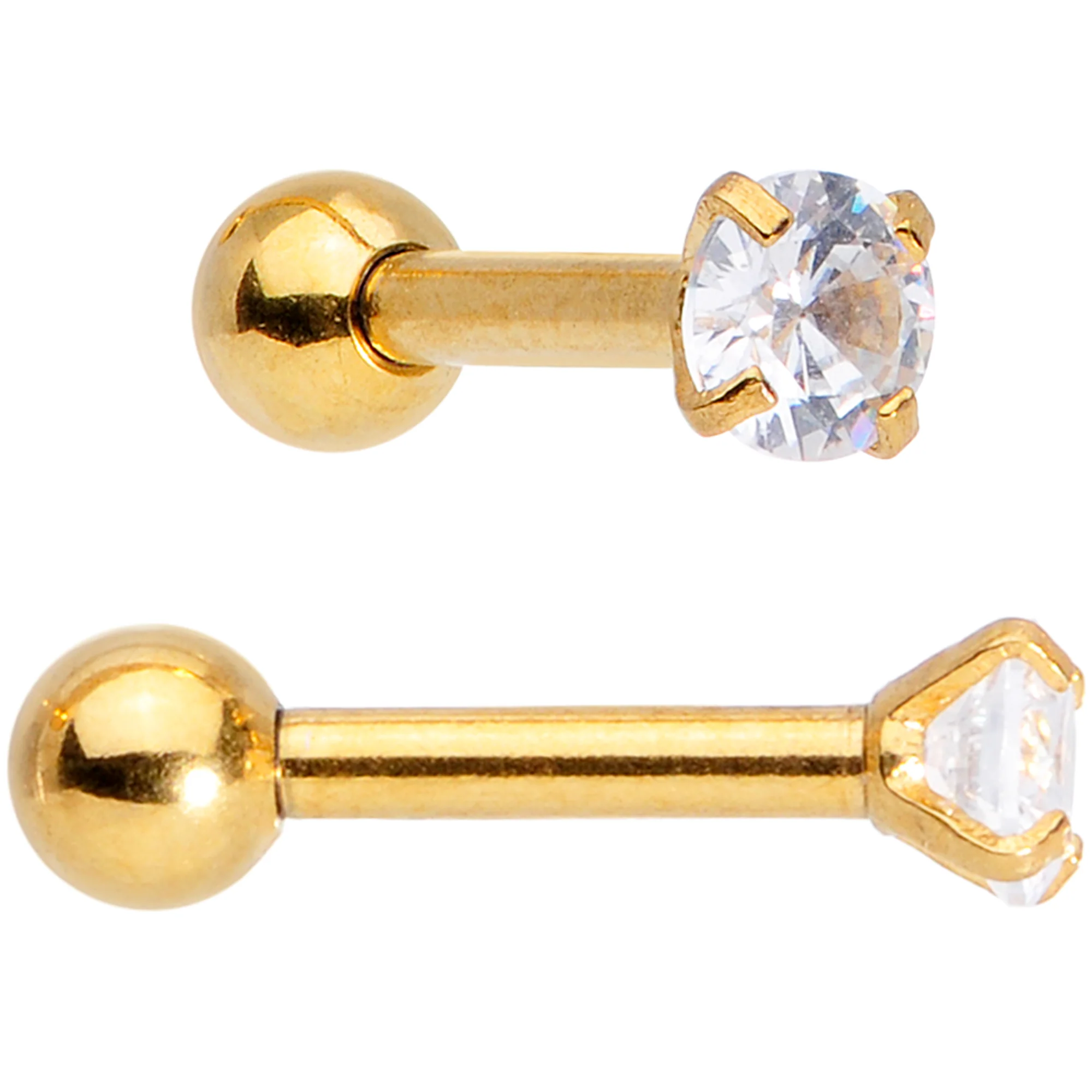 Clear CZ Gem Gold Tone Segment Ring Cartilage Industrial Set of 3 - Image 3