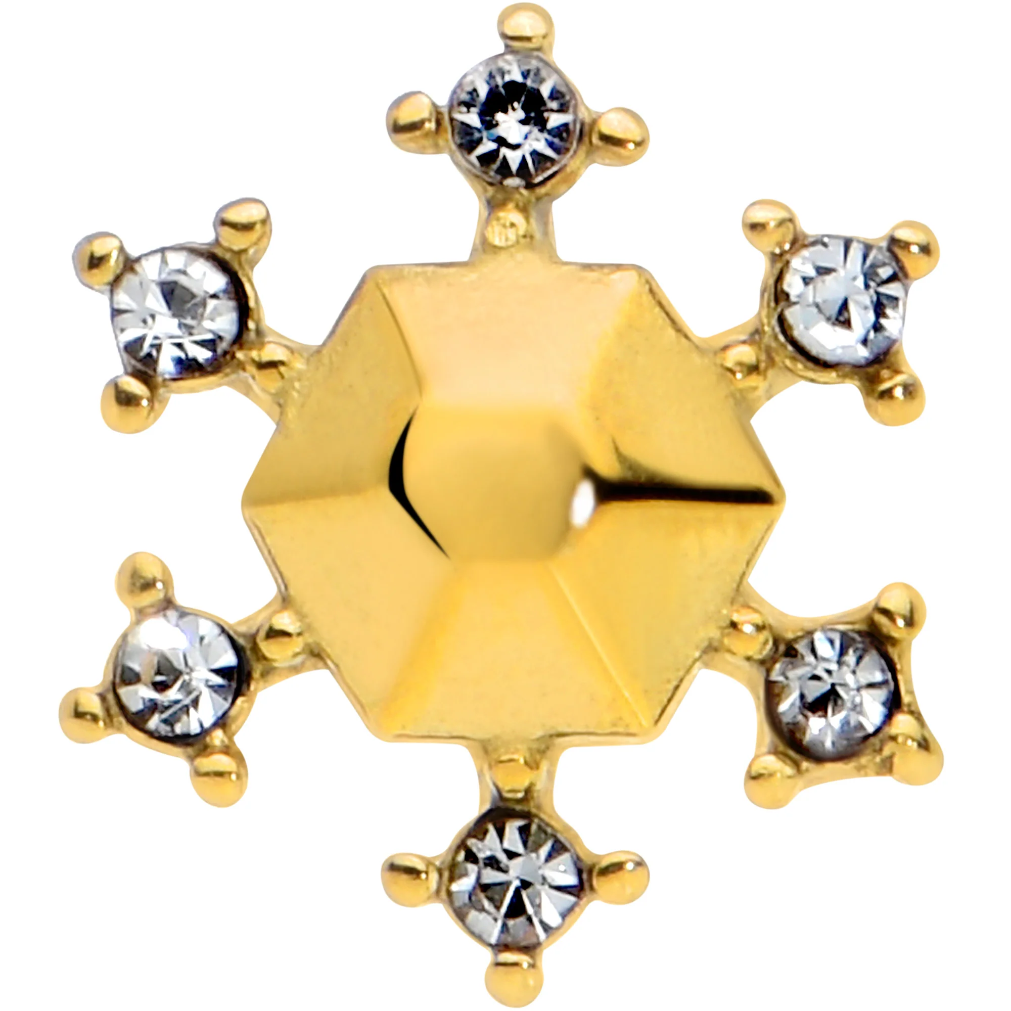 Clear CZ Gem Gold Tone Sweet Snowflake Christmas Barbell Tongue Ring - Image 2