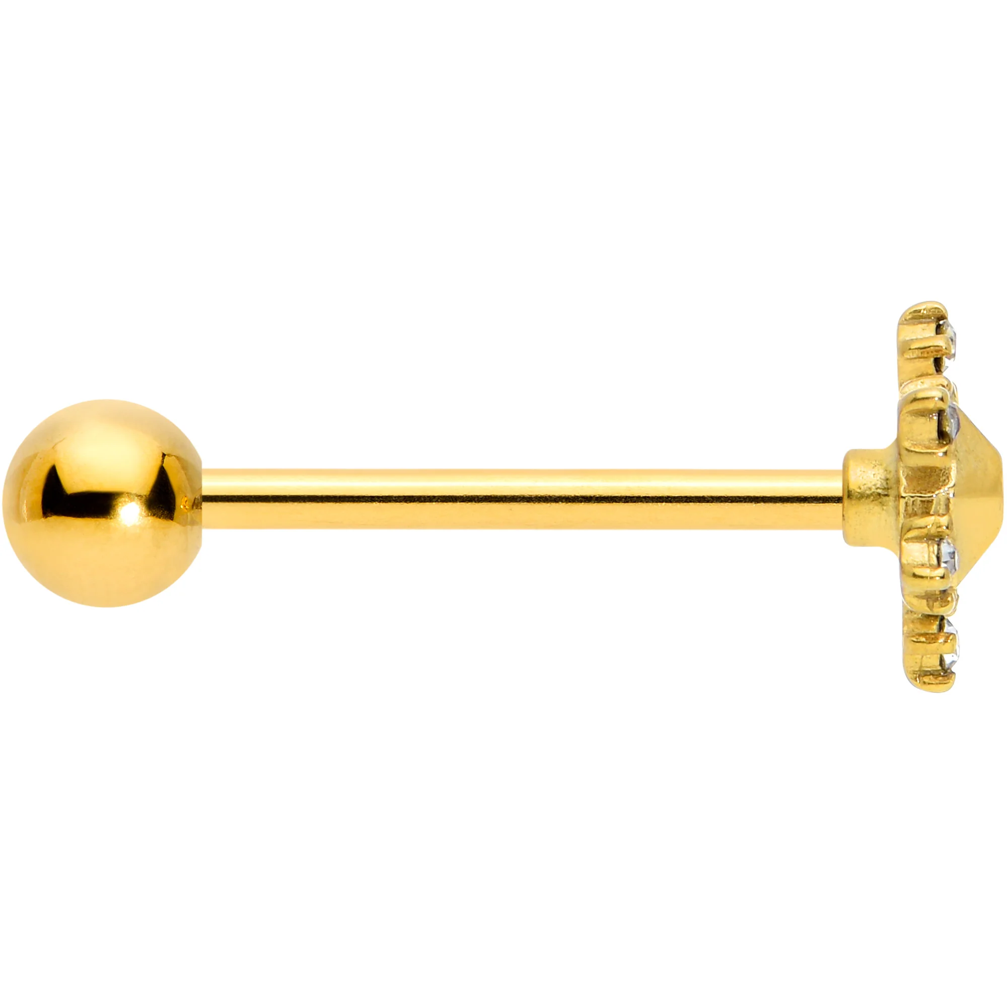Clear CZ Gem Gold Tone Sweet Snowflake Christmas Barbell Tongue Ring - Image 3