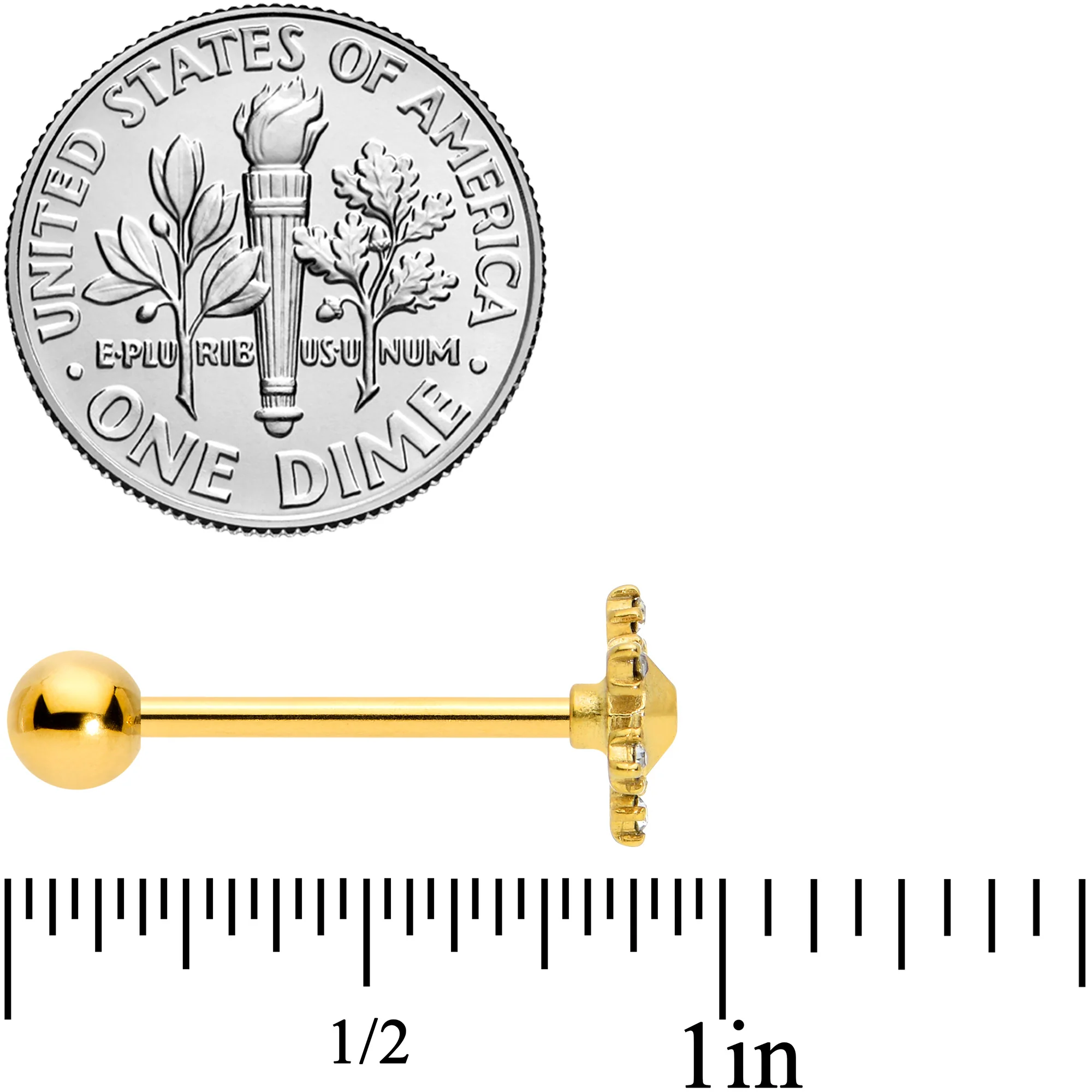 Clear CZ Gem Gold Tone Sweet Snowflake Christmas Barbell Tongue Ring - Image 4
