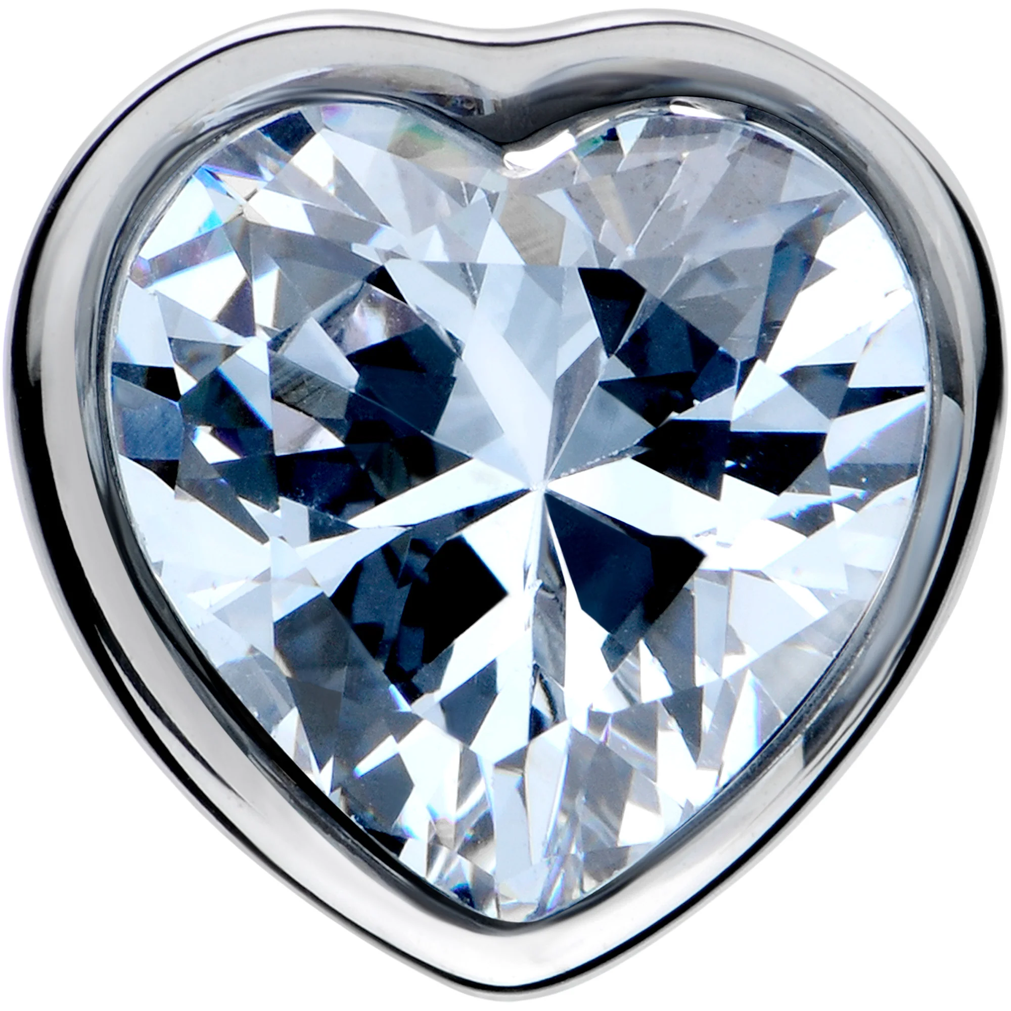 Stainless Steel CZ Gem Heart In Heart Double Flare Plug Set 8mm to 16mm - Image 4