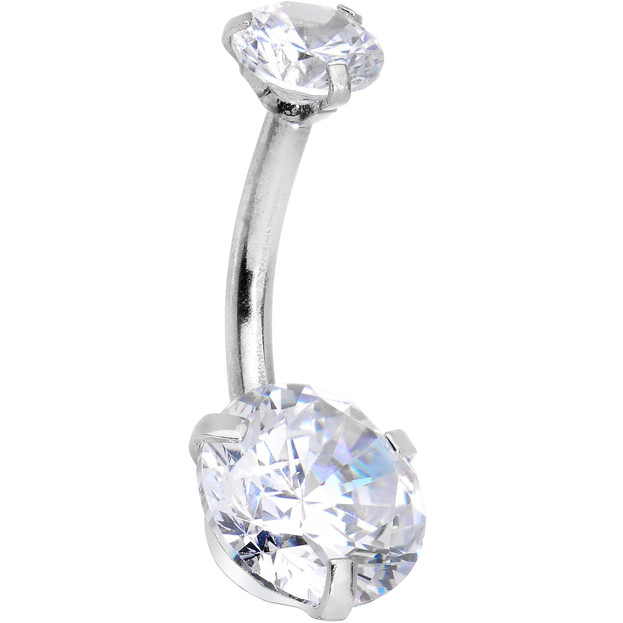 Clear CZ Gem Icy Bling Dangle Belly Ring - Image 3