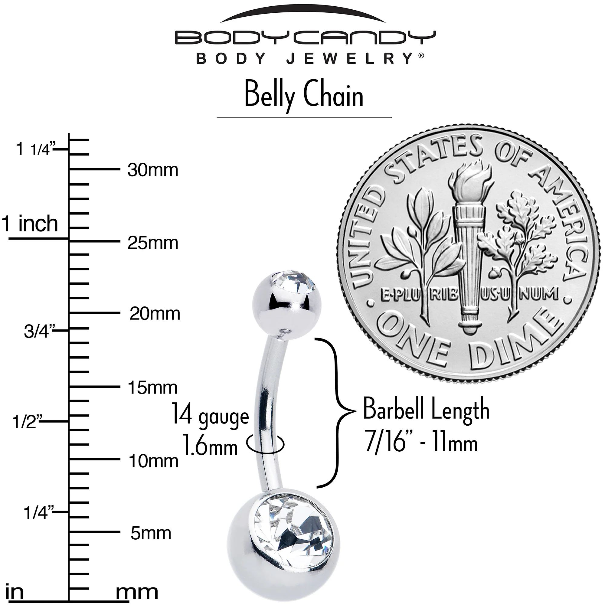 Clear CZ Gem Innocent Glam Faux Pearl Belly Ring Belly Chain - Image 5