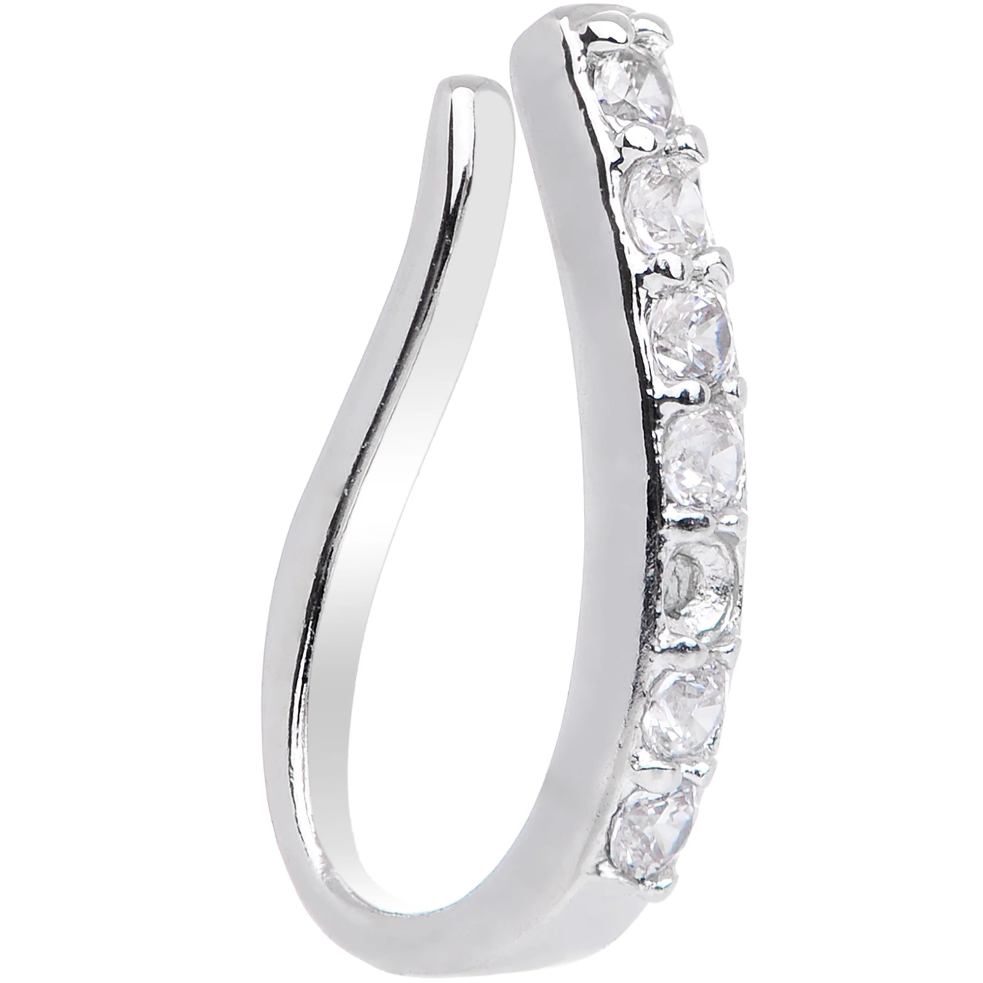 Clear CZ Gem Life of the Party Clip On Fake Nose Ring