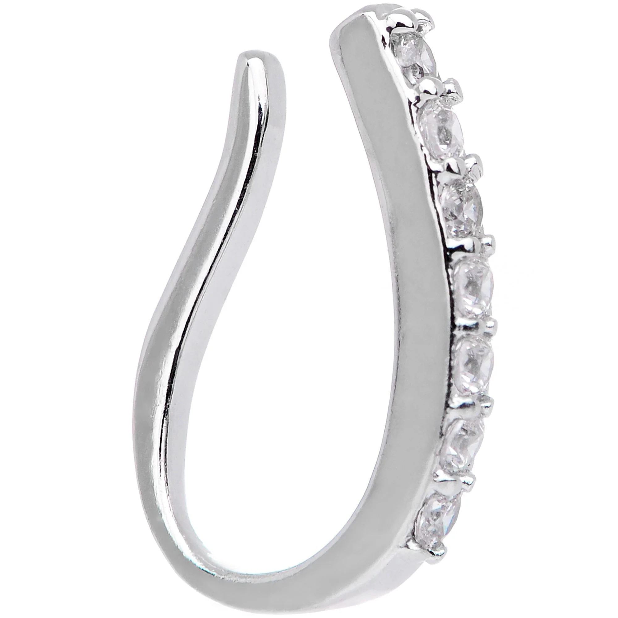 Clear CZ Gem Life of the Party Clip On Fake Nose Ring - Image 2