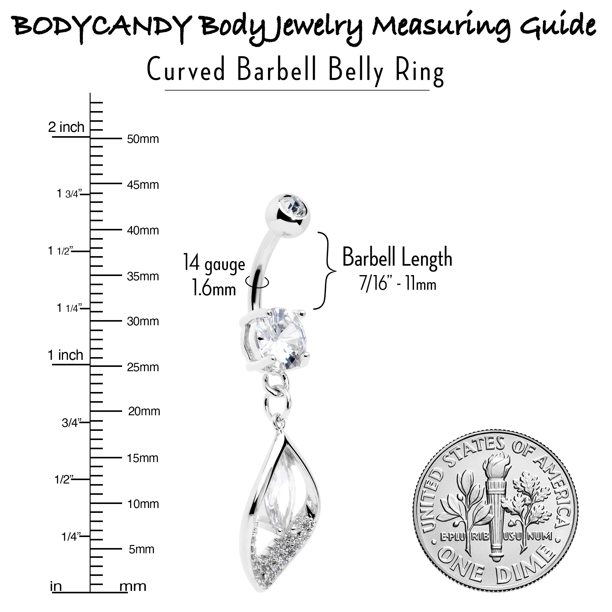 Clear CZ Gem Lush Leaf Dangle Belly Ring - Image 5