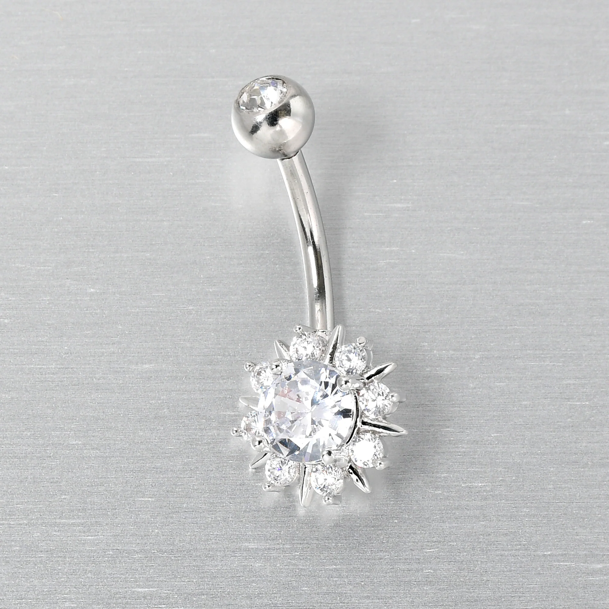 Clear CZ Gem Luxury Sun Splash Belly Ring - Image 3