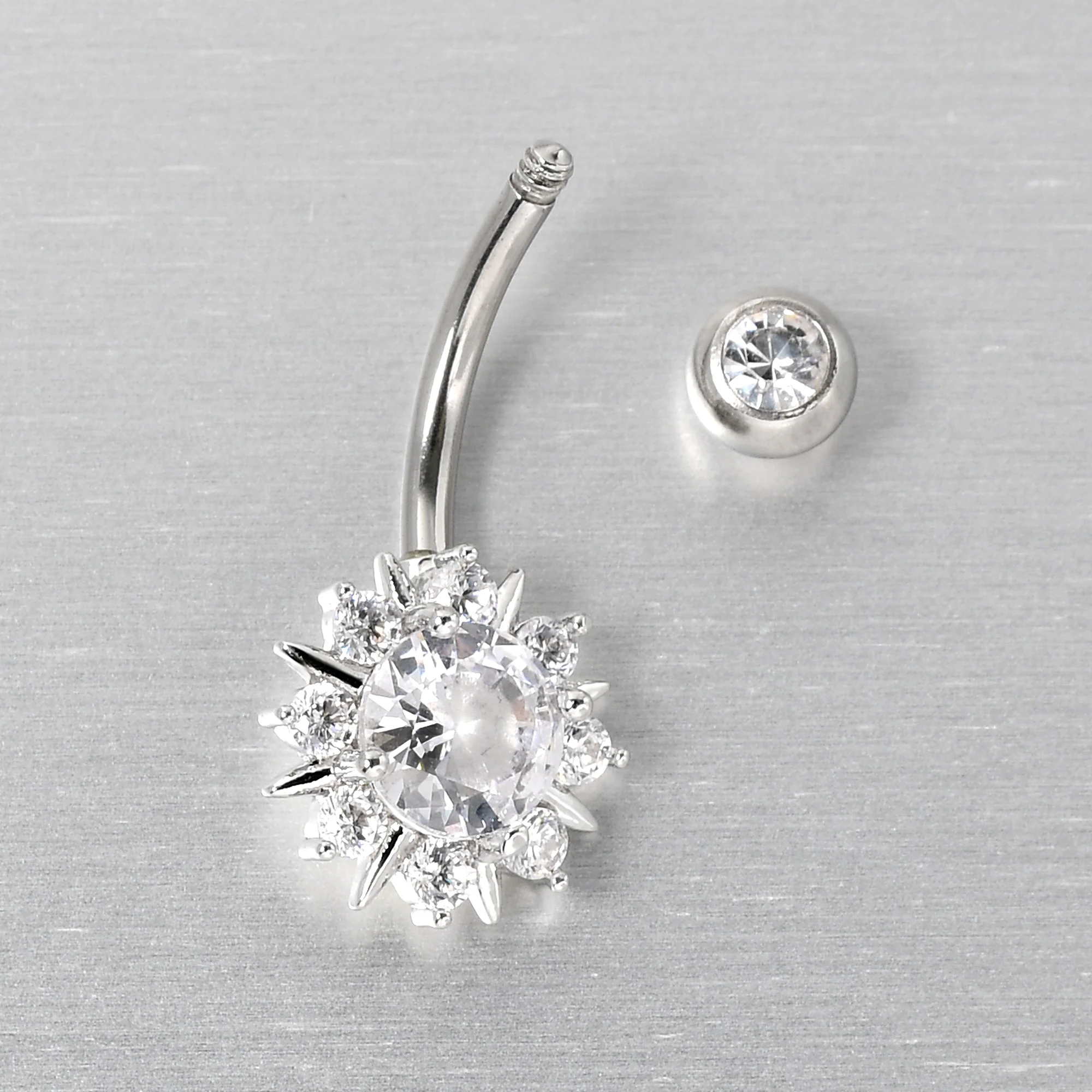 Clear CZ Gem Luxury Sun Splash Belly Ring - Image 4