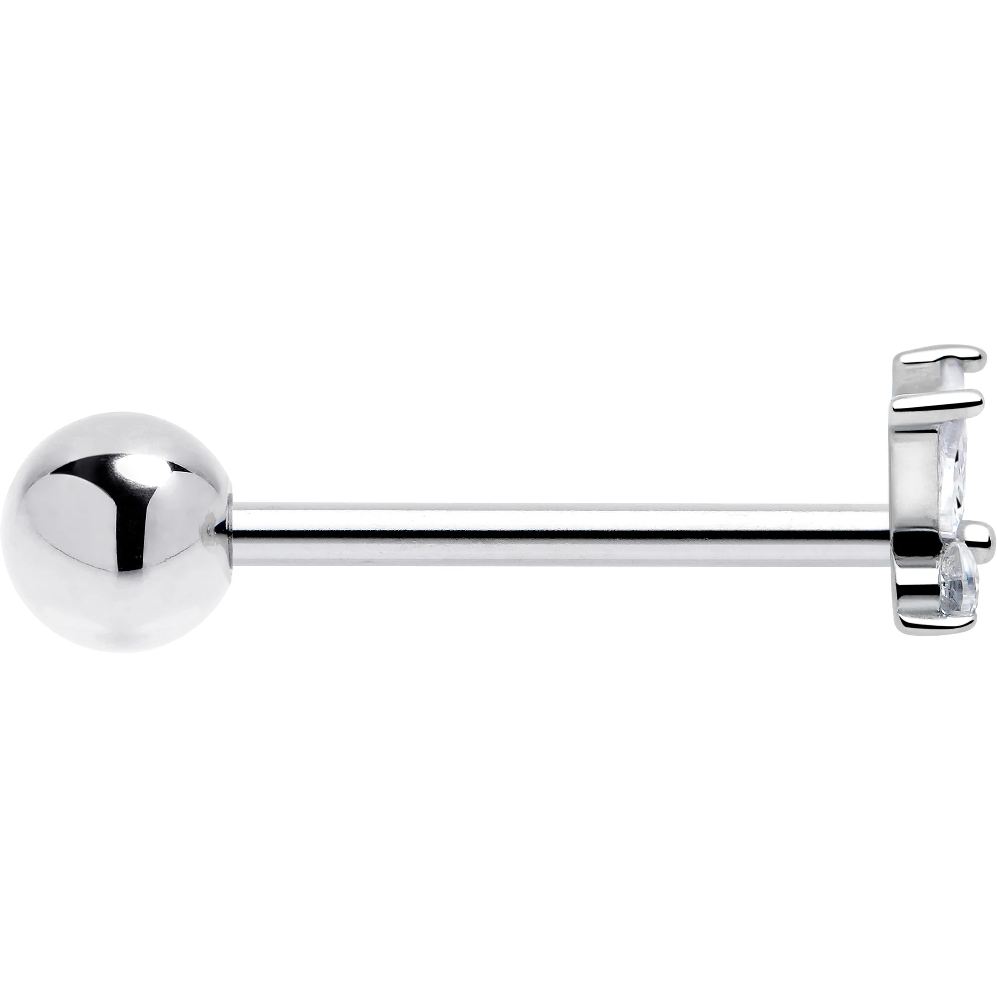 Clear CZ Gem Open Wing Butterfly Barbell Tongue Ring - Image 4