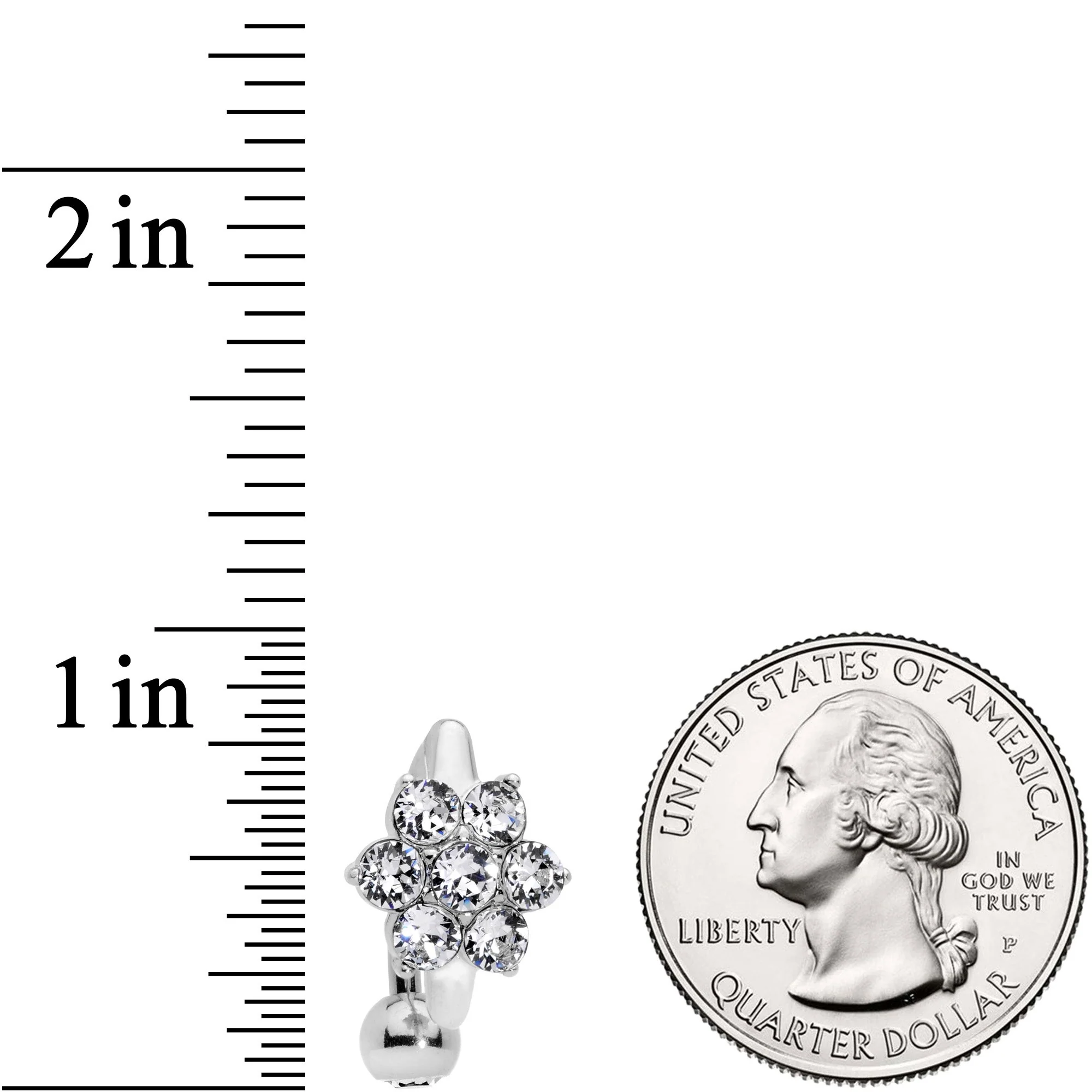 Clear CZ Gem Pretty Posy Flower Top Mount Belly Ring - Image 4