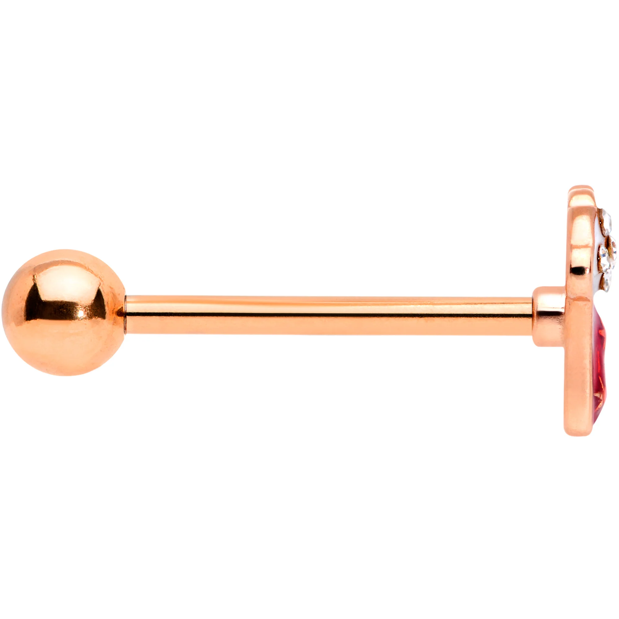 Clear CZ Gem Rose Gold Tone Christmas Stocking Barbell Tongue Ring - Image 3