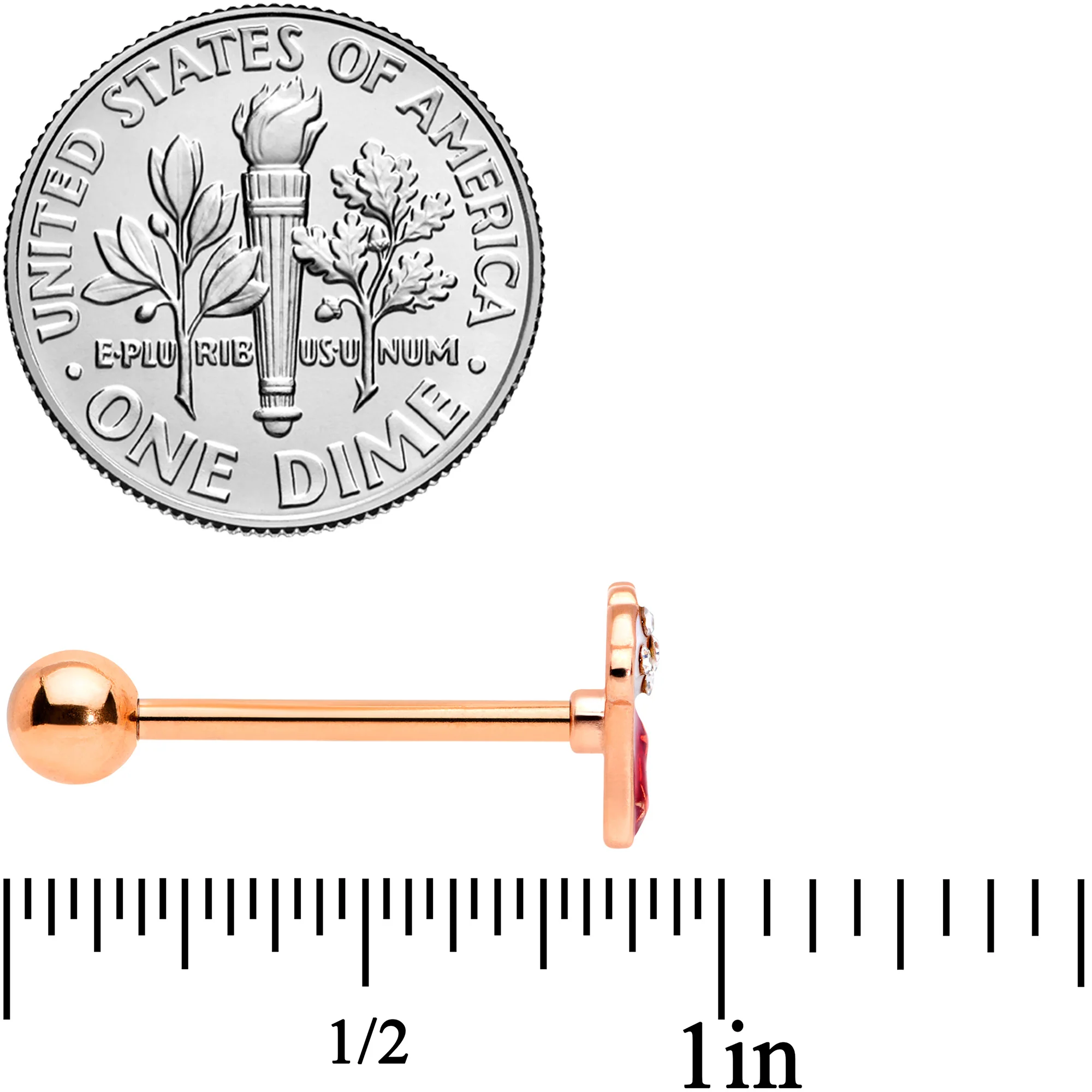 Clear CZ Gem Rose Gold Tone Christmas Stocking Barbell Tongue Ring - Image 4