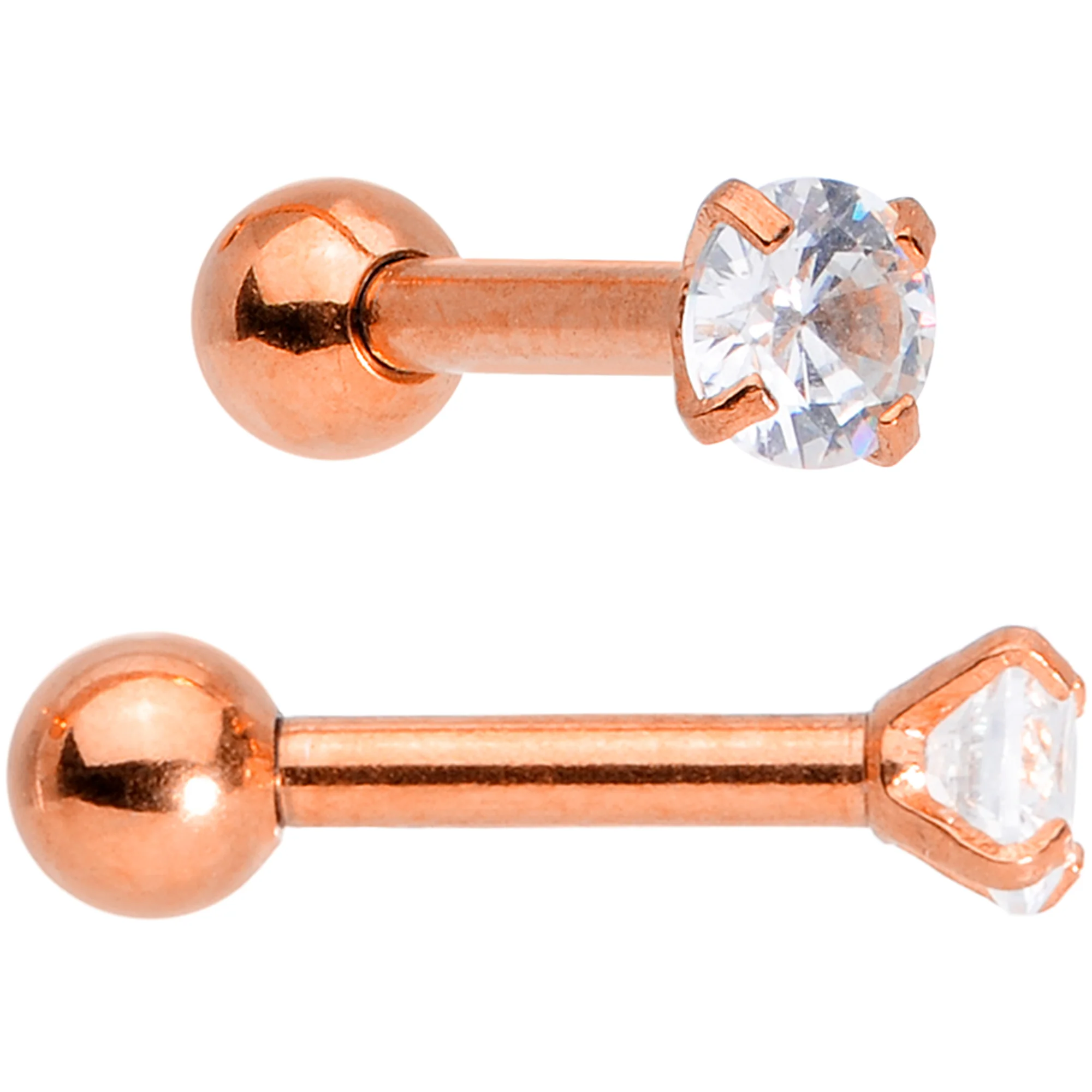 Clear CZ Gem Rose Gold Tone Segment Ring Cartilage Industrial Set of 3 - Image 3