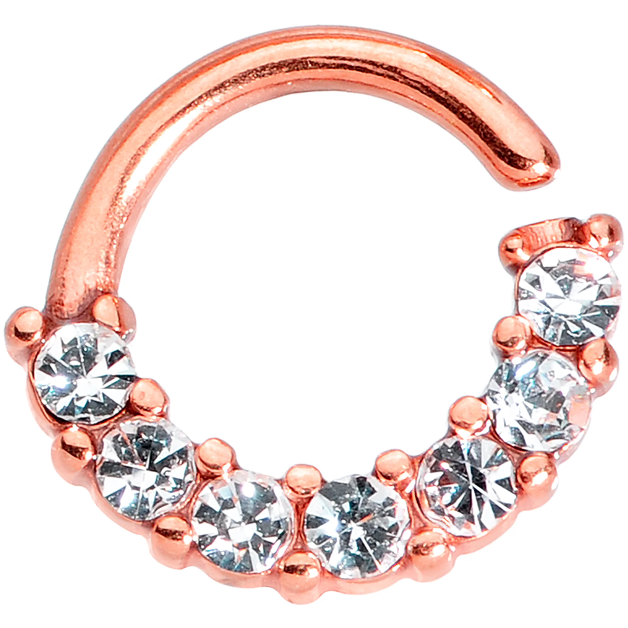 Clear CZ Gem Rose Gold Tone Segment Ring Cartilage Industrial Set of 3 - Image 4